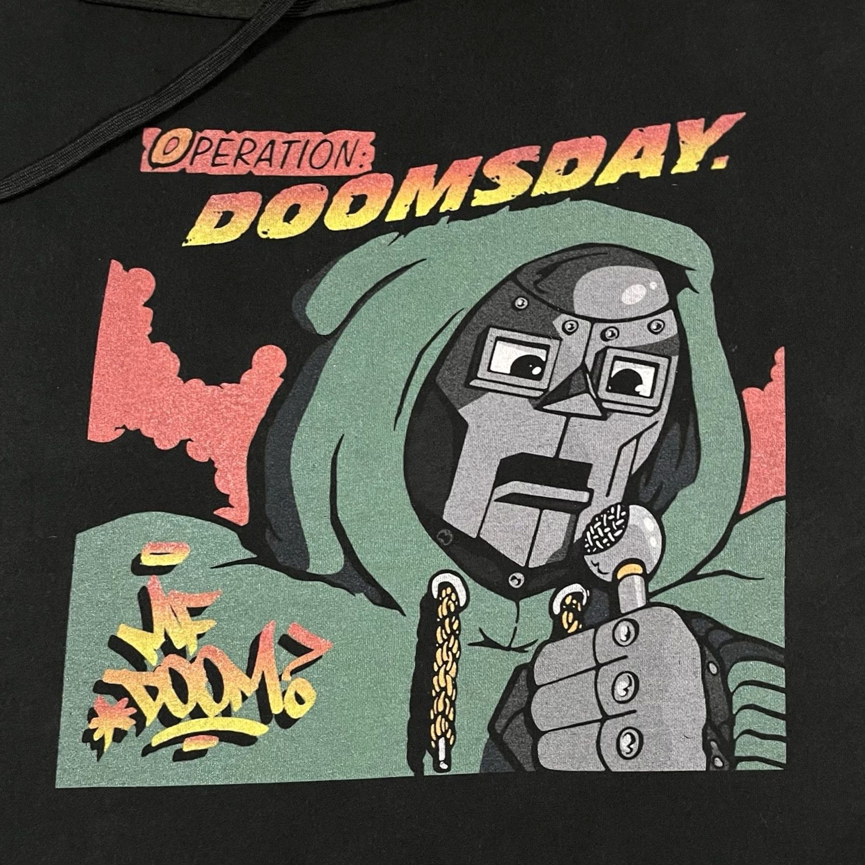 Vintage MF Doom Hoodie Mens XL Operation Doomsday Graphic Print Sweatshirt Hooded Pullover 90s Hip Hop Black Size US XL / EU 56 / 4 - 3 Thumbnail