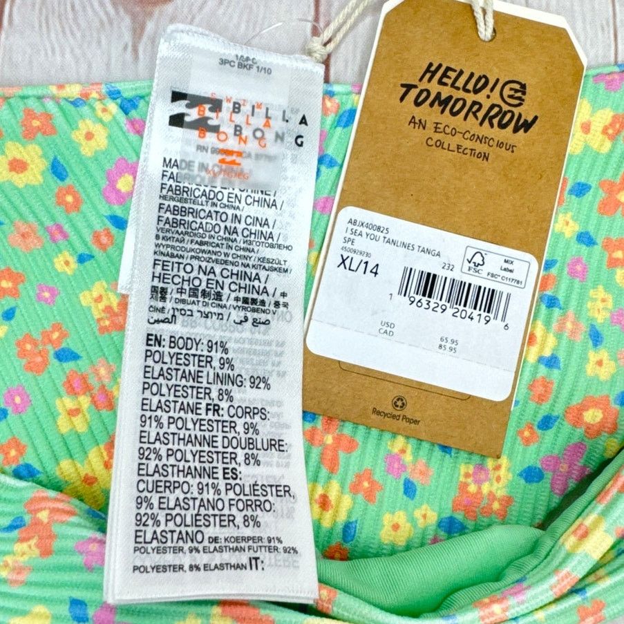 Billabong Billabong I See You Tanlines Tanga Bikini Bottoms Size XL/14 Size XL / US 12-14 / IT 48-50 - 7 Thumbnail