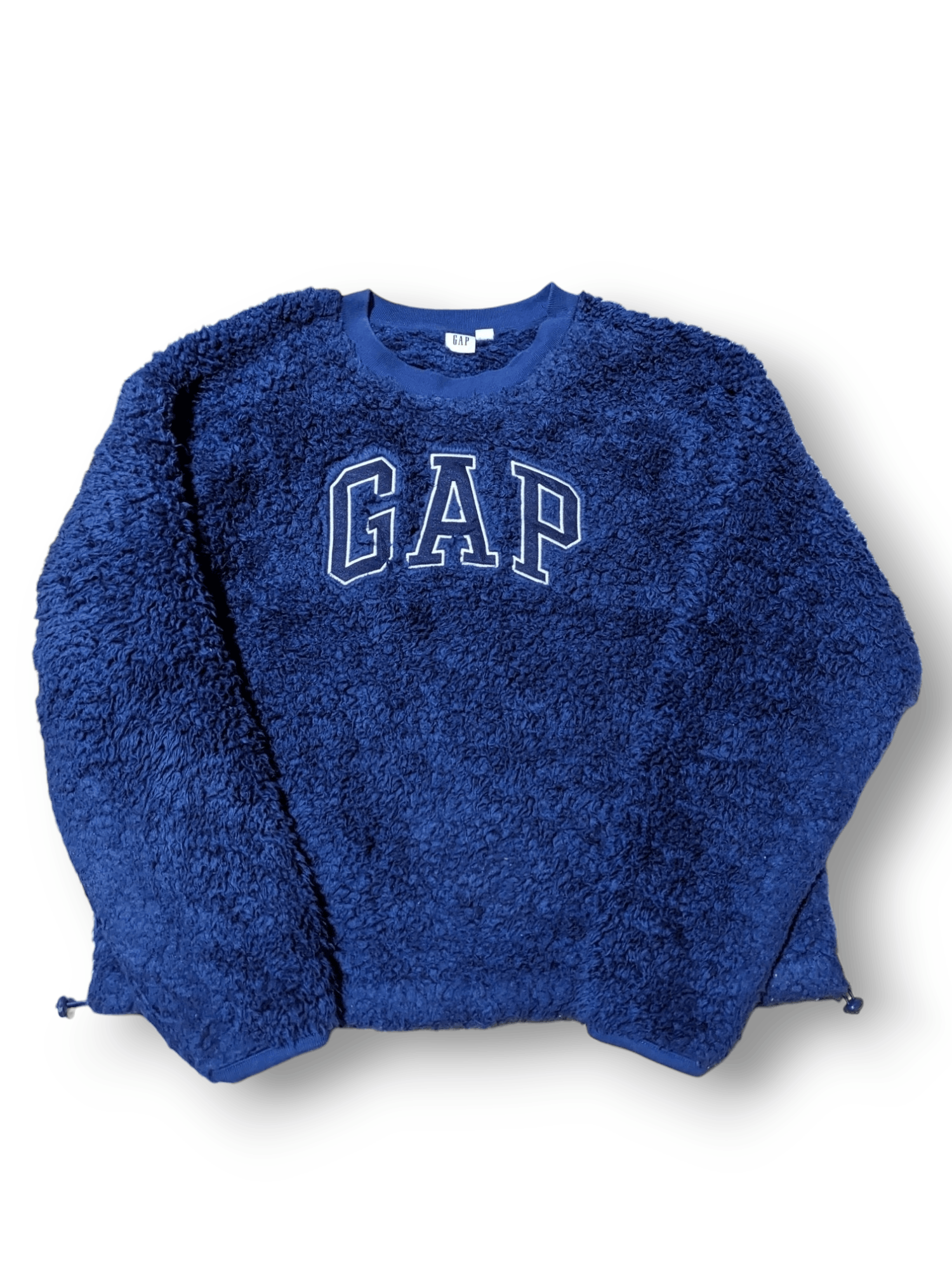 image of Gap Big Logo Hairy Fleece Sweatshirt in Dark Blue, Women's (Size XS)