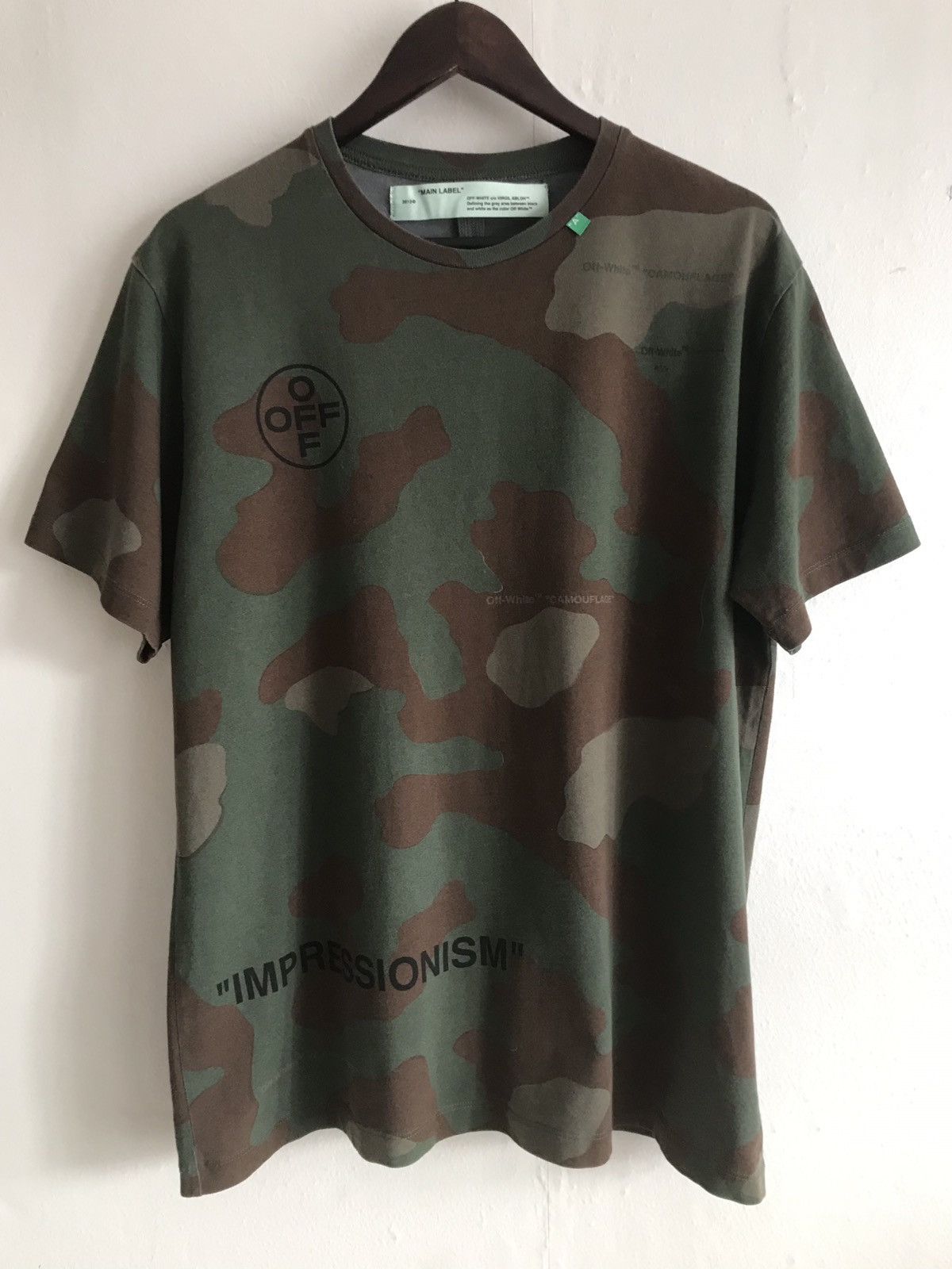 image of Off White x Virgil Abloh Oversized Off-White Stencil Tee Impressionism Camo T-Shirt in Camouflage (