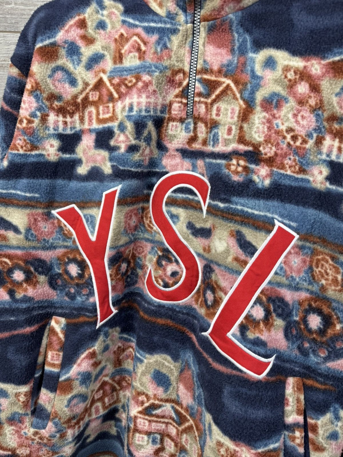 Japanese Brand YSL Fleece Yves Saint Laurent With Lightning and Big Logo Size US L / EU 52-54 / 3 - 9 Thumbnail