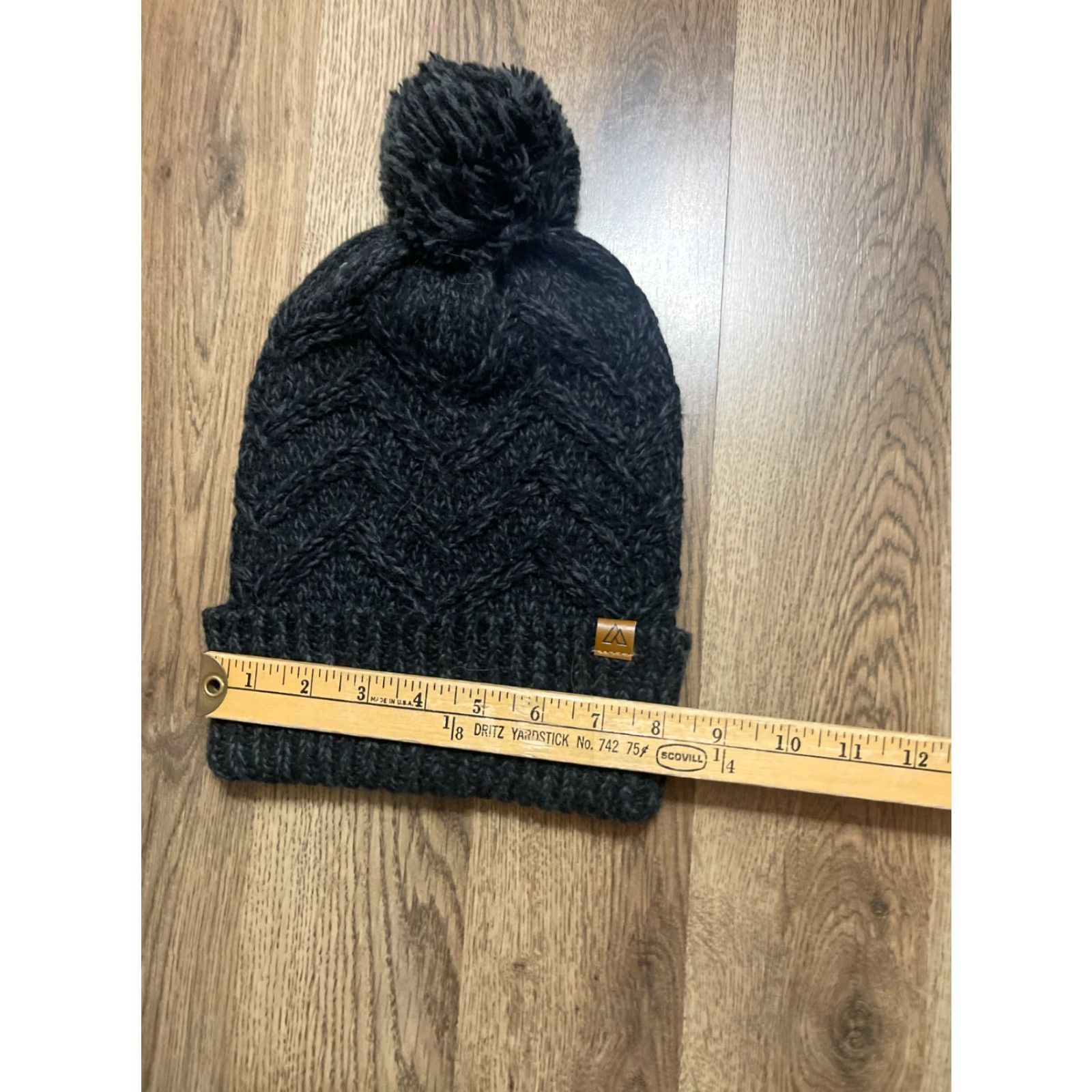 Vintage Womens Beanie Hat Black Charcoal, Pom Pom Winter, Snow - Beanie - Women - One Size - Black - Modern - Fall/Spring/Summer - Womens Size ONE SIZE - 4 Thumbnail