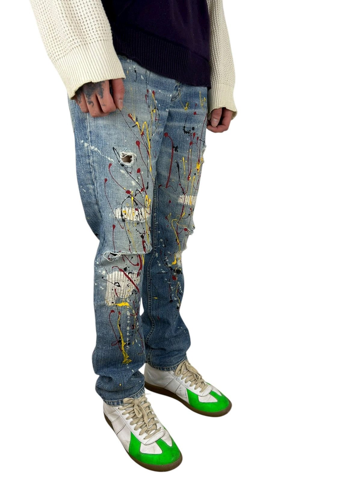 Japanese Brand Johnbull Multicolour Paint Splatter Denim (32x31) Size US 32 / EU 48 - 2 Thumbnail