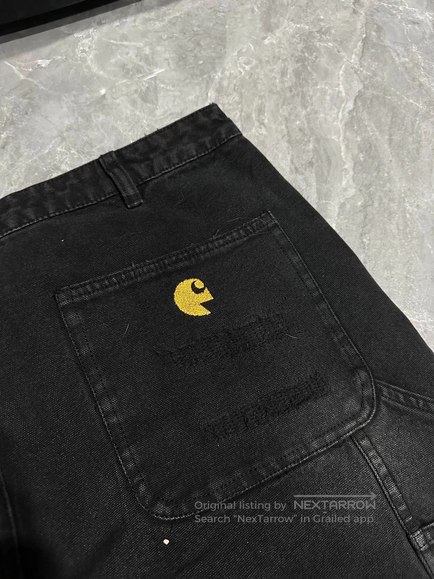 Carhartt Wip Black Flared Denim Pants with Heart Design. Size US 36 / EU 52 - 7 Thumbnail