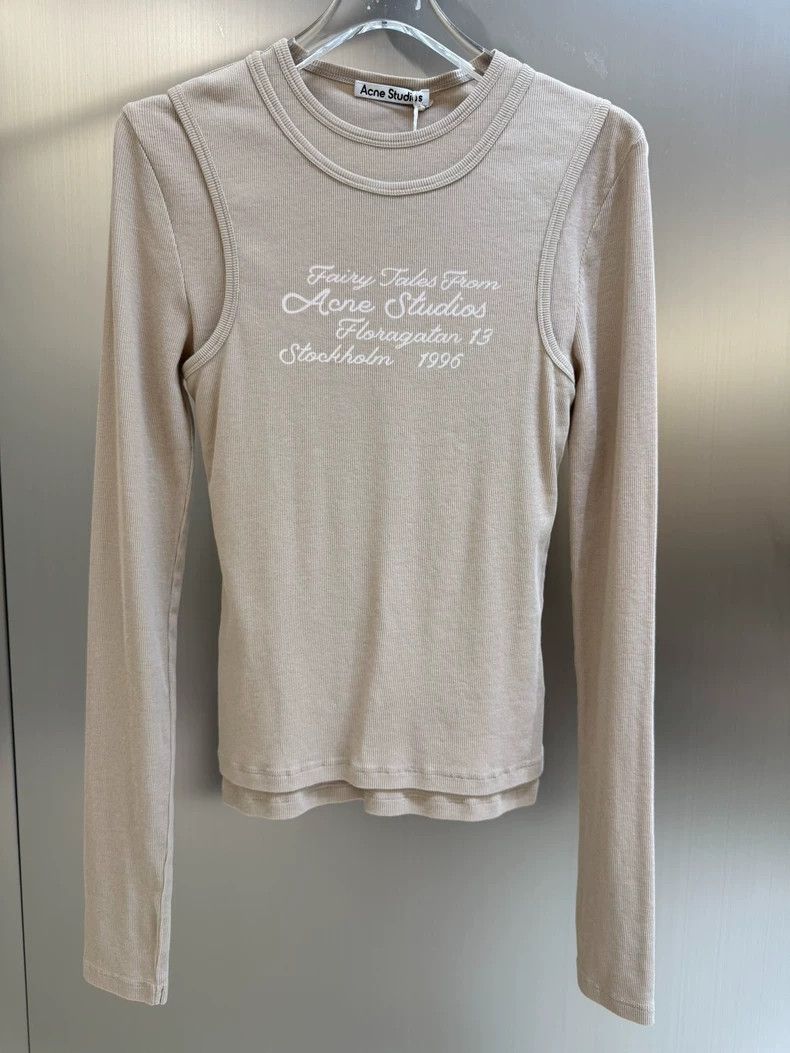Acne Studios Acne Studios Grey letter long-sleeved top Size US XS / EU 42 / 0 - 1 Thumbnail