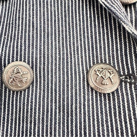 Other ANORAK Navy Pinstripe Double-Breasted Blazer Size L / US 10 / IT 46 - 5 Thumbnail