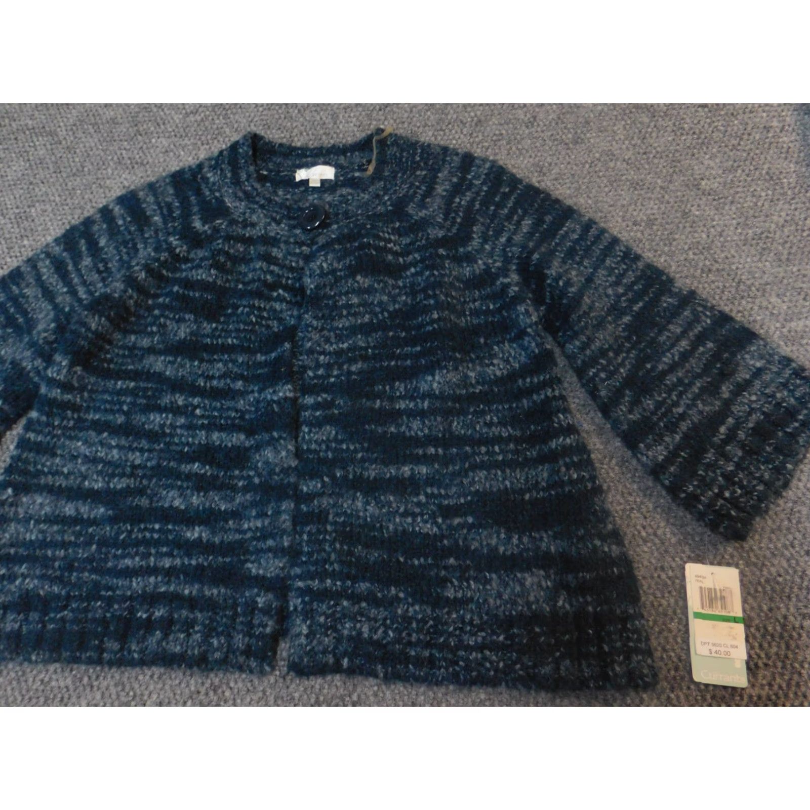 Vintage Currants Womens Cardigan Sweater Large Blue Stretch Crew Neck Long Sleeve Knit Cotton Regular Classic Size L / US 10 / IT 46 - 2 Thumbnail