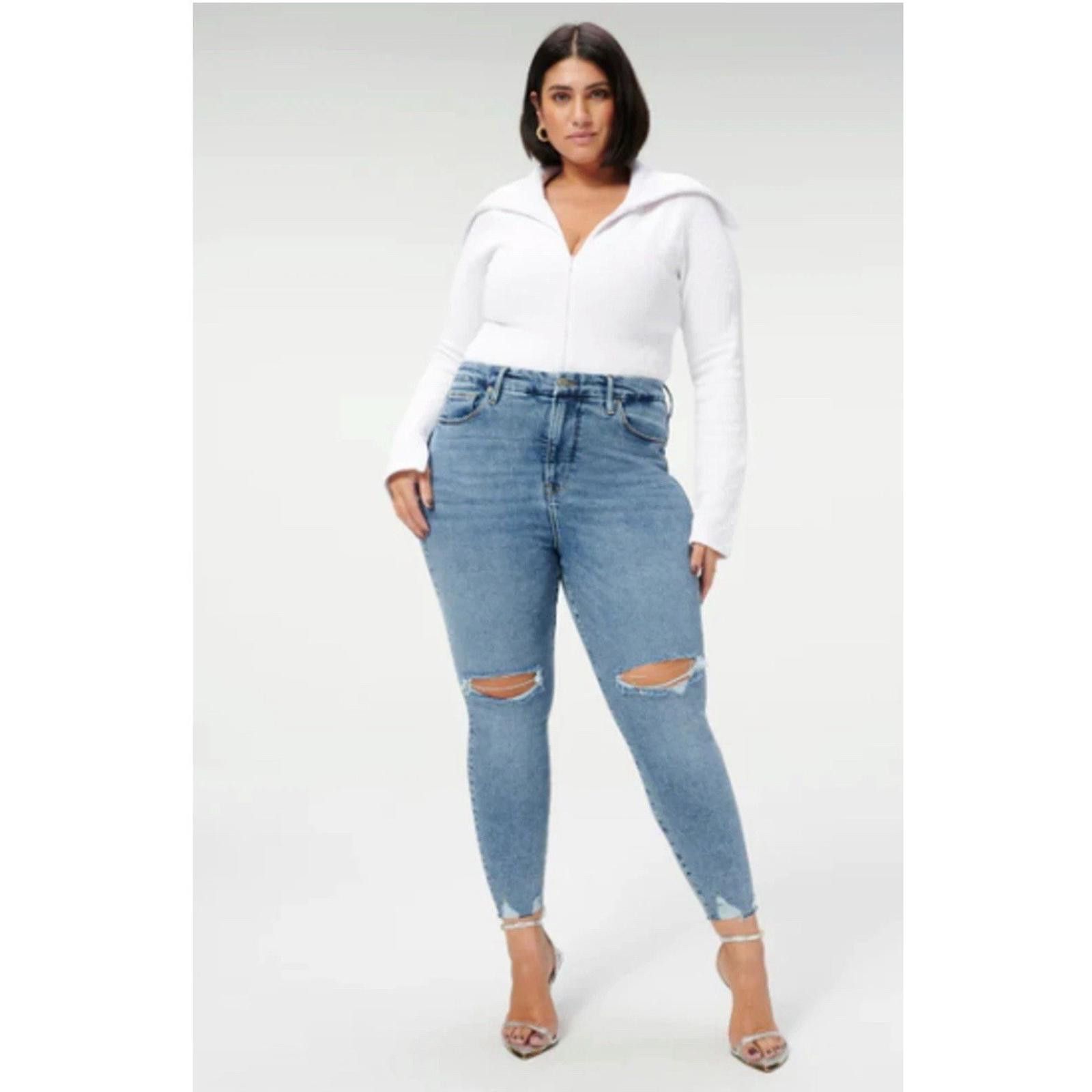Other GOOD AMERICAN NWT Size 15 Good Waist Crop Denim Jean in Blue Size 32" / US 10 / IT 46 - 1 Thumbnail