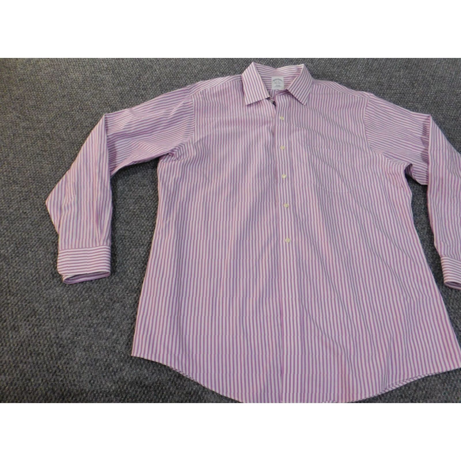 Brooks Brothers Brooks Brothers Dress Shirt Mens 17 Purple Slim Fit Striped Button Down Collar 1818 Barrel Cuff Business Size 46R - 3 Thumbnail