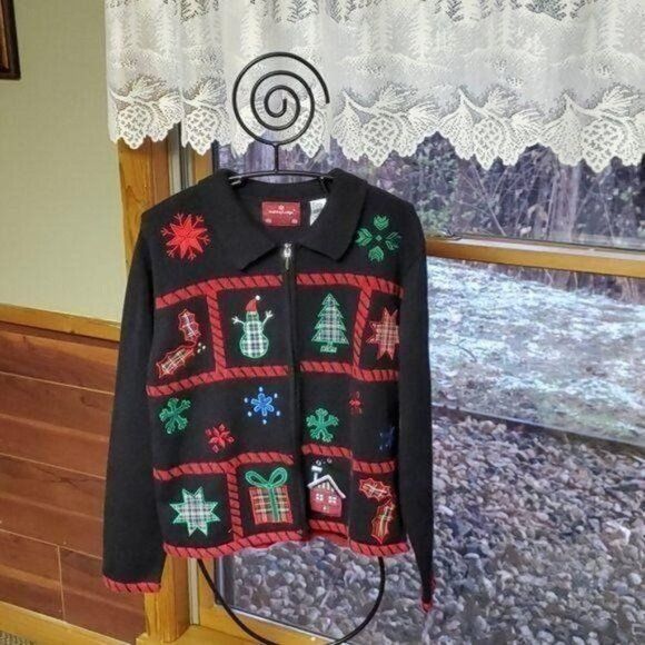 Vintage Northcrest Holiday Lodge Embroidered Embellished Collared Fu Size M / US 6-8 / IT 42-44 - 1 Thumbnail