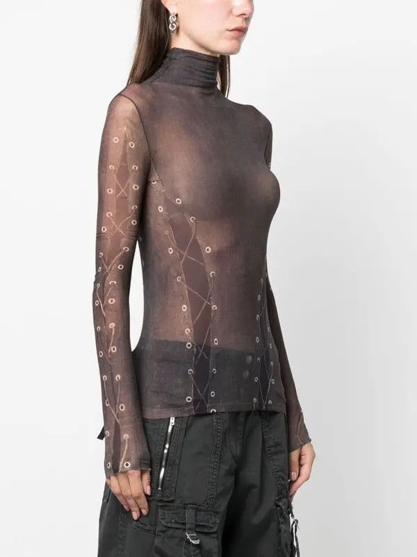 Acne Studios o1y0725 Turtleneck T-Shirt in Dark Brown/Gray Size M / US 6-8 / IT 42-44 - 3 Thumbnail