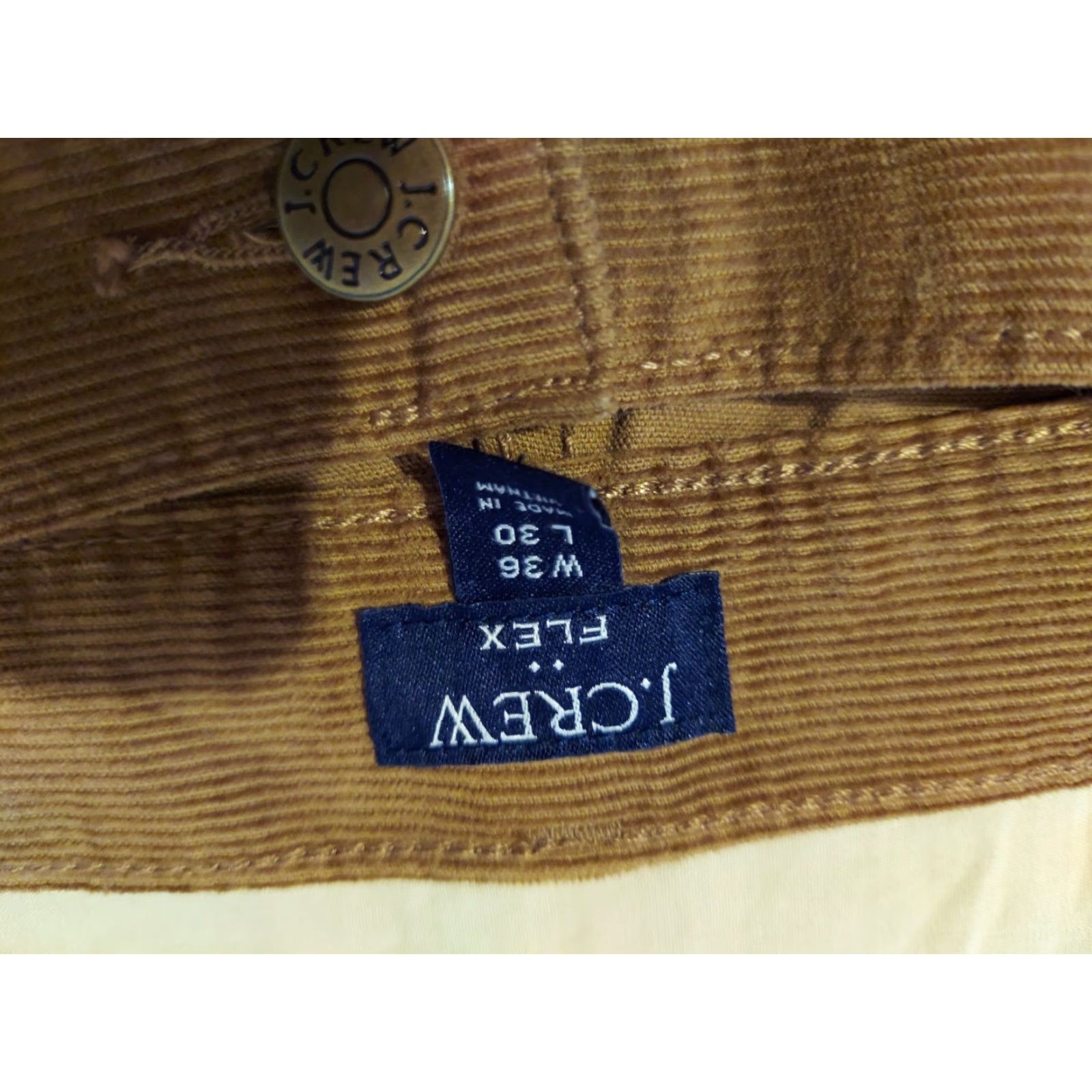 J.Crew J.CREW Jeans Mens 36x30 Corduroy Straight Slim Khaki Brown 38x30 Inseam 30 Distressed? Size US 36 / EU 52 - 4 Thumbnail