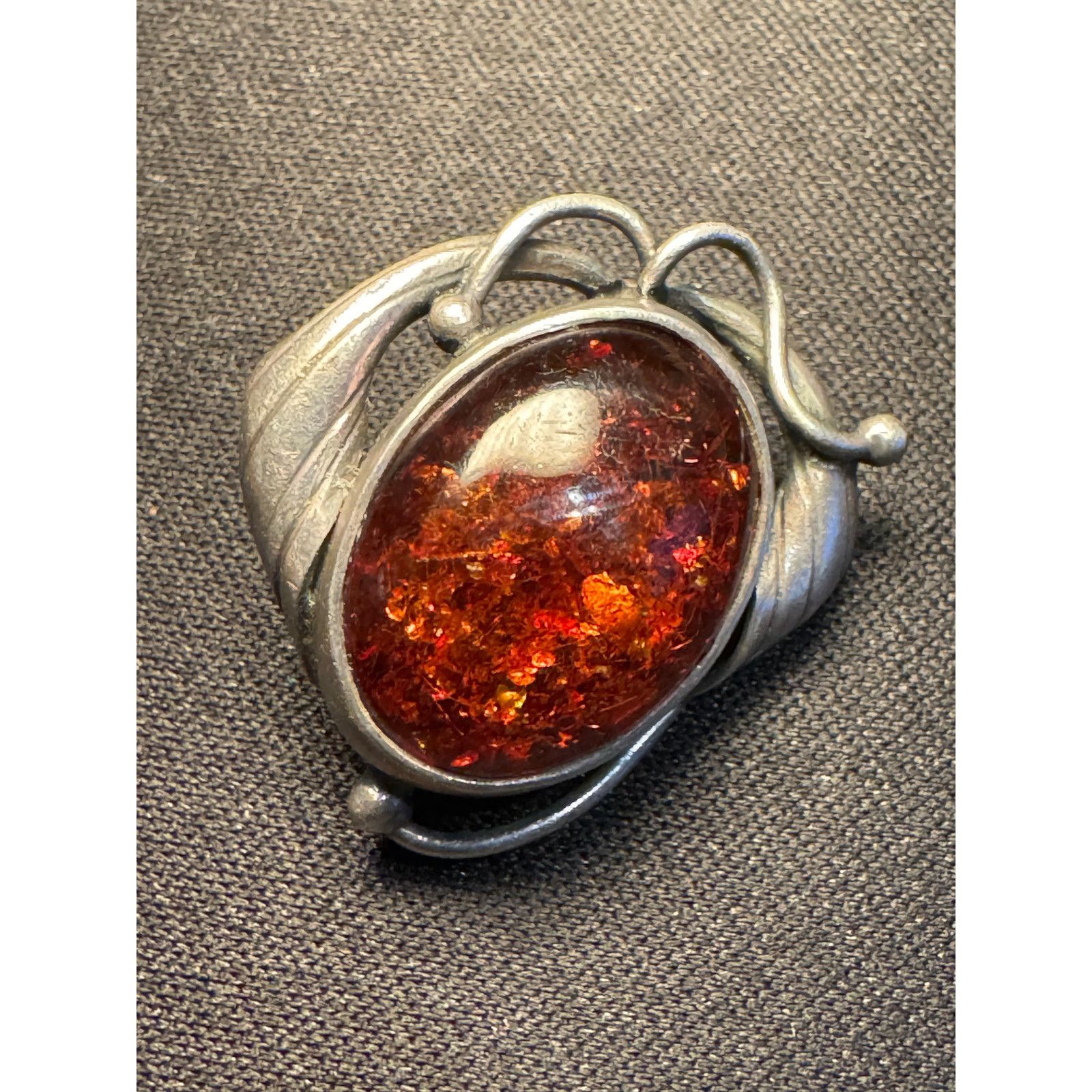 Other Vintage 925 Sterling Amber Brooch Tested as 925 Size ONE SIZE - 2 Thumbnail