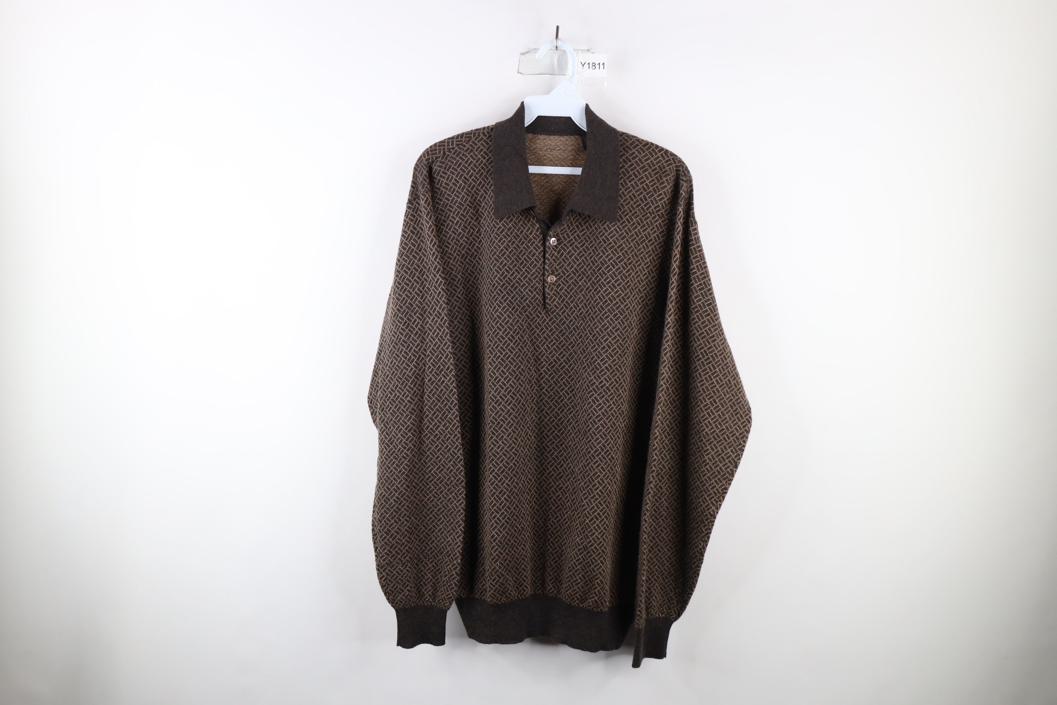 image of Vintage 90's Streetwear Cashmere Knit Collared Polo Sweater, Men's (Size XL)