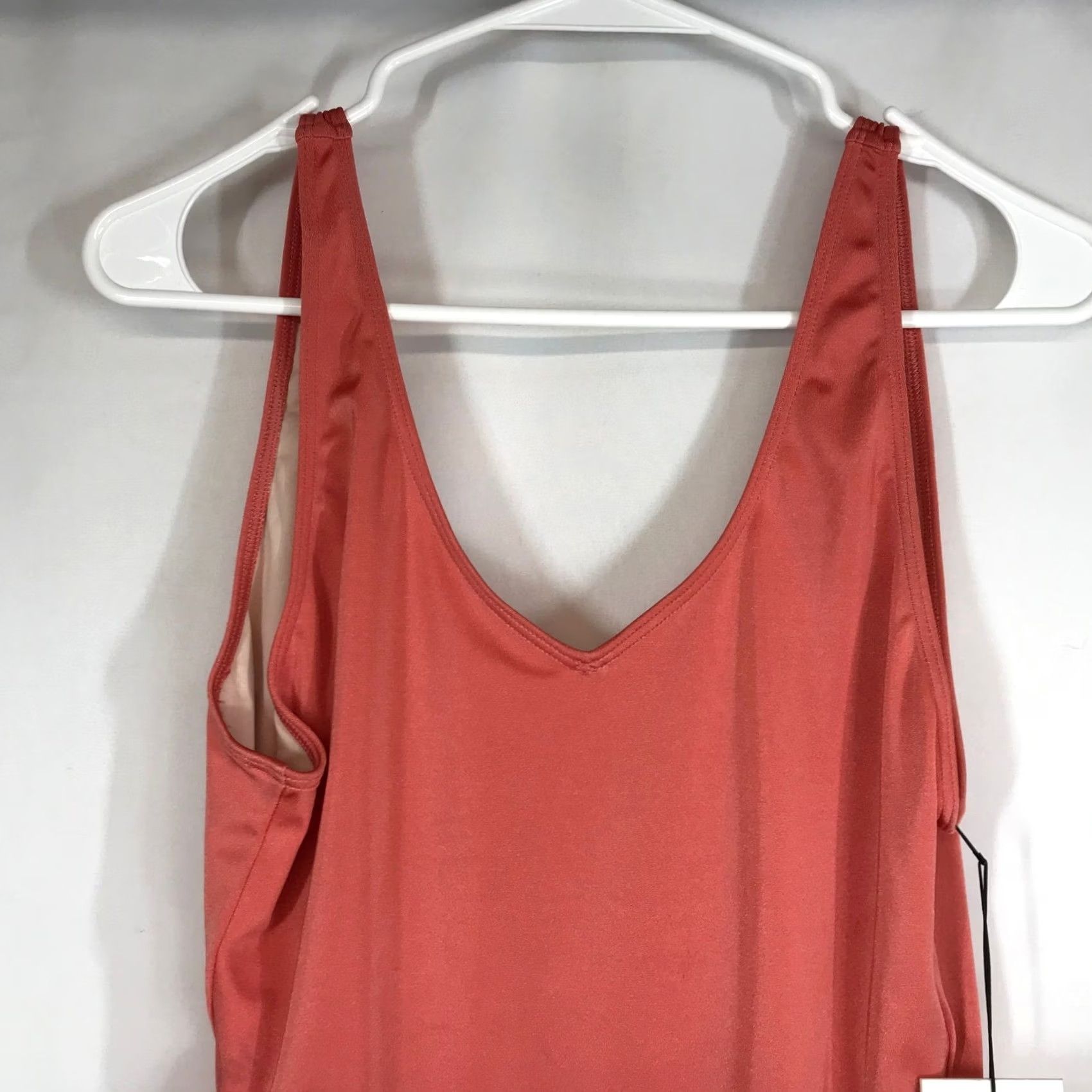 Nordstrom Nordstrom One Piece Swimsuit Coral Ruffle V Neck Low Back M Woman Size ONE SIZE - 2 Thumbnail