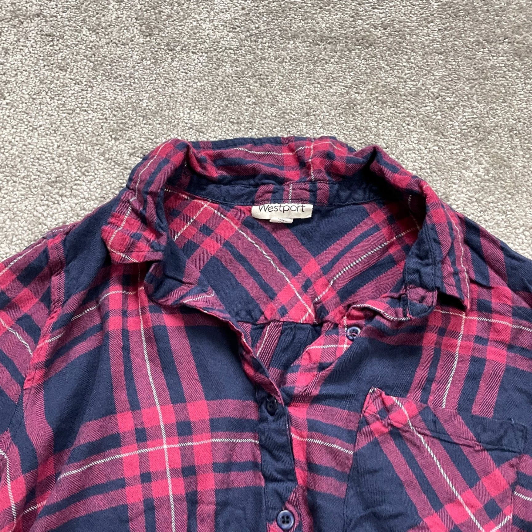Vintage VINTAGE? No. Westport Shirt Women L Red Plaid Flannel Button-Up Casual Long Sleeve Size L / US 10 / IT 46 - 3 Thumbnail