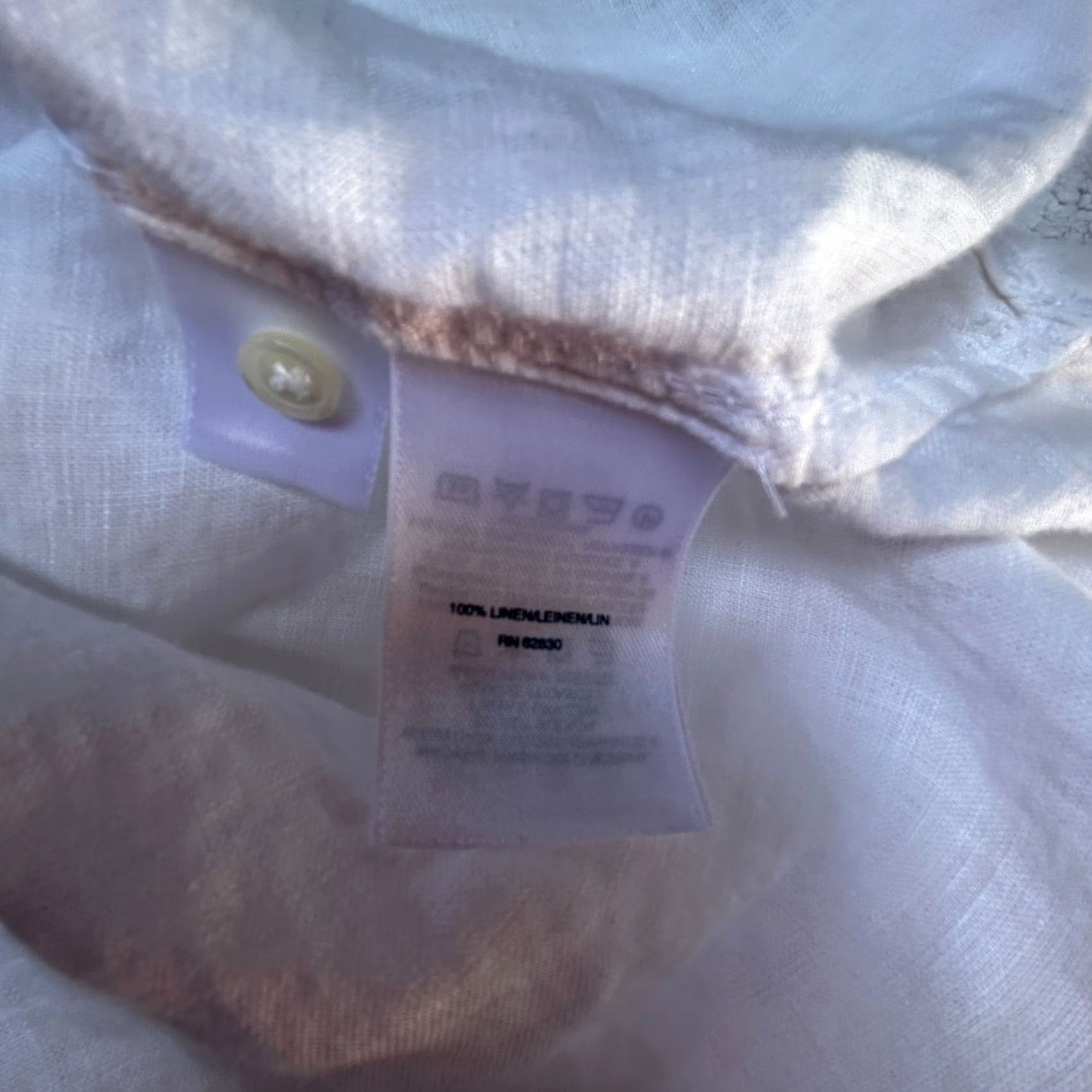 Lands' End Lands' End White 100% Linen Lace-Up Long Sleeve Blouse Top Shirt Sz 12 Pockets Size XL / US 12-14 / IT 48-50 - 4 Thumbnail
