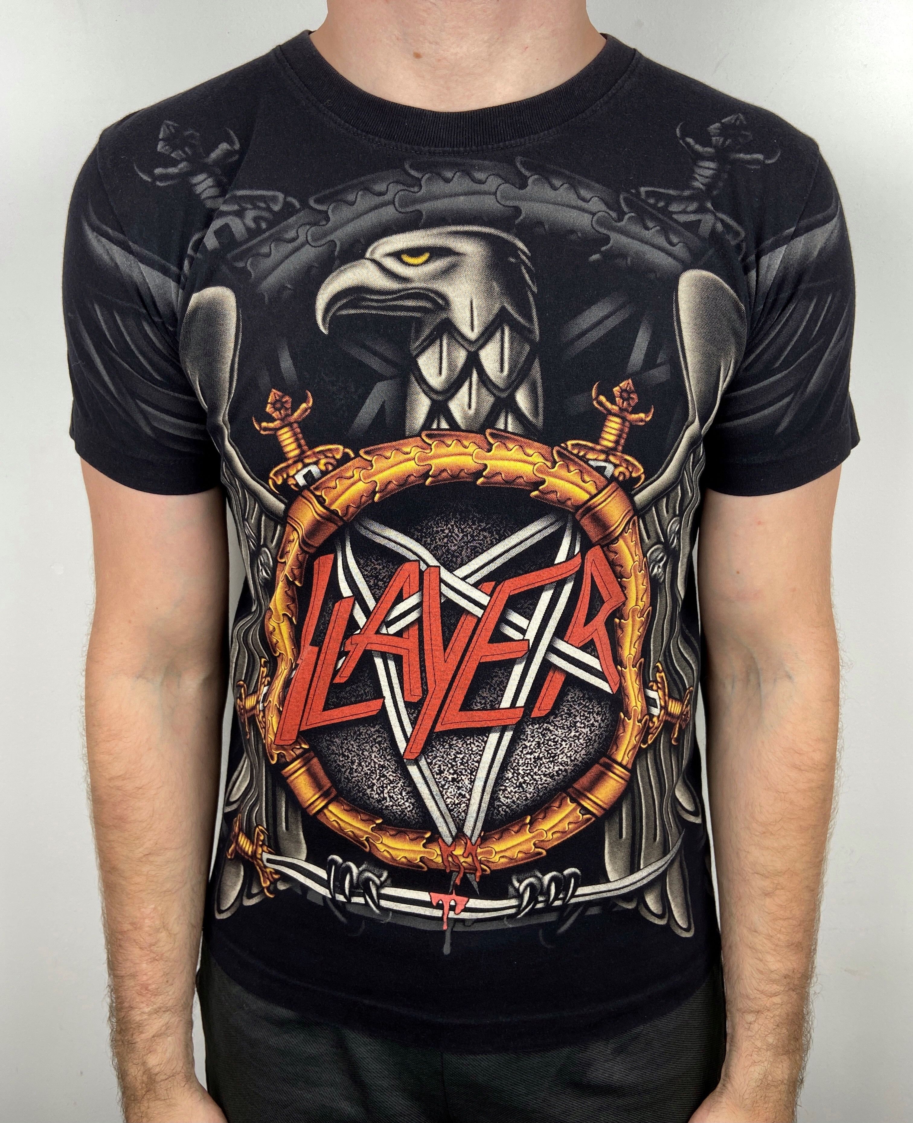 Band Tees 90s Vintage Slayer All Over Print Single Stitch T Shirt Tee Size US S / EU 44-46 / 1 - 12 Thumbnail