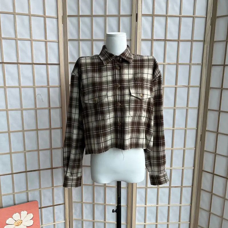 Miu Miu Miu Miu Cropped Plaid Wool Shirt in Multi-Color 0089 Size S / US 4 / IT 40 - 1 Thumbnail