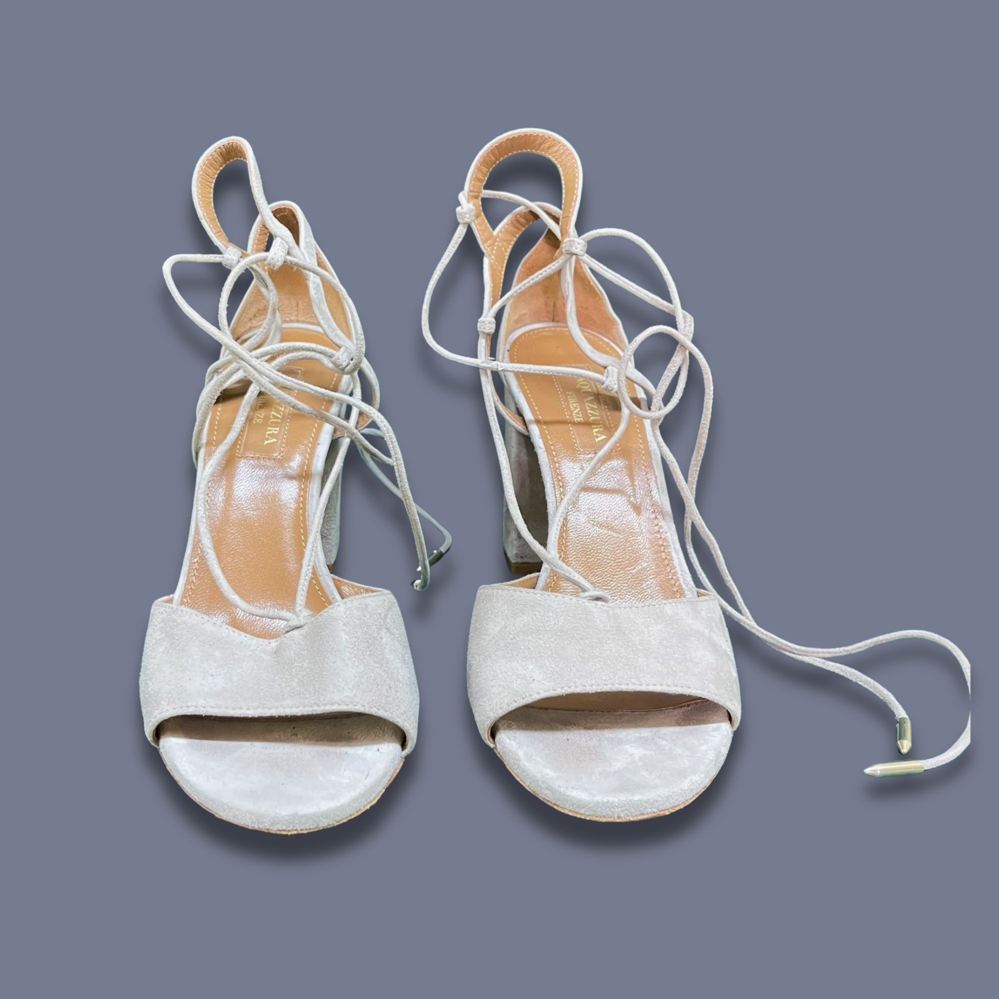 Aquazzura Aquazzura Austin Women Size 6.5 Suede Block Heel Sandals W/ Size US 6.5 / IT 36.5 - 2 Thumbnail