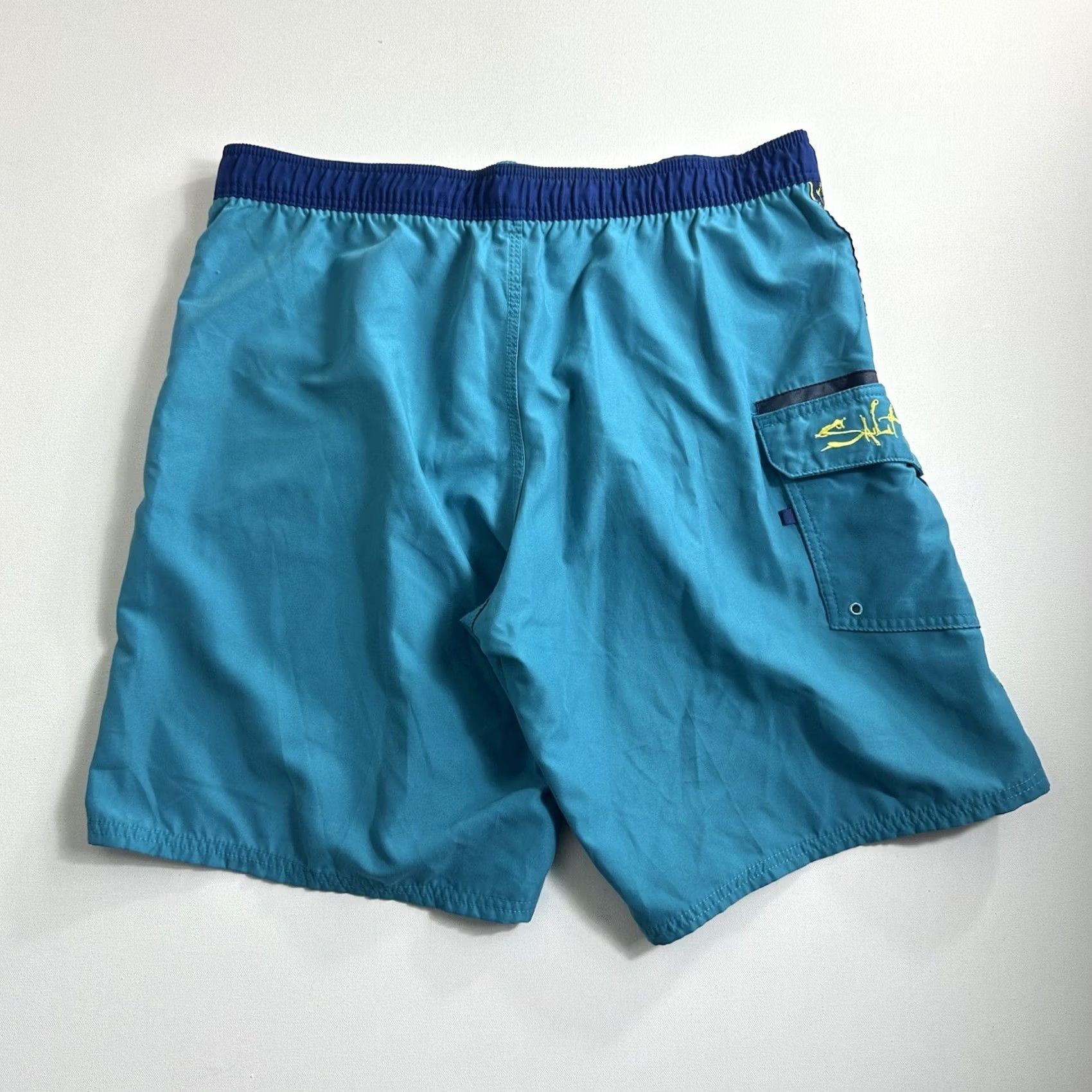 Vintage Salt Life Men XL Beach Cargo Shorts Blue Swim Trunk SLX-QD Board Pockets Drawstring Size US 36 / EU 52 - 3 Thumbnail