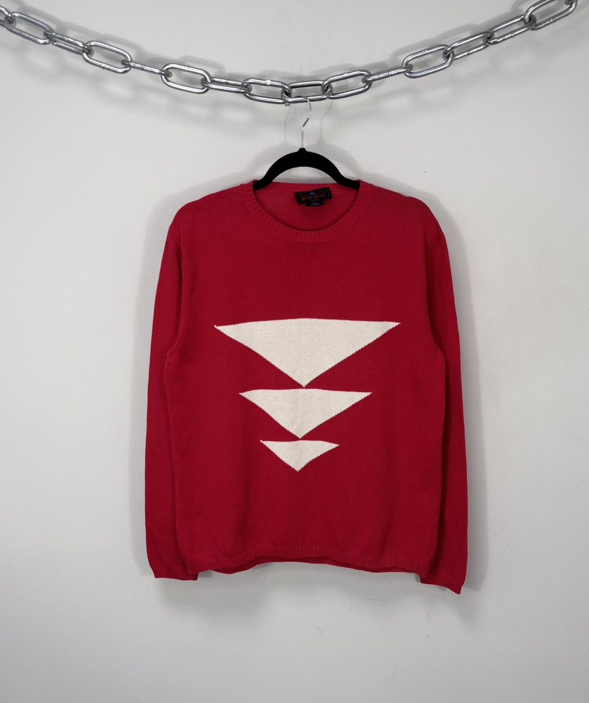 Etro Etro Milano Men’s Slim Fit Red Geometric Intarsia Sweater Size US M / EU 48-50 / 2 - 1 Thumbnail