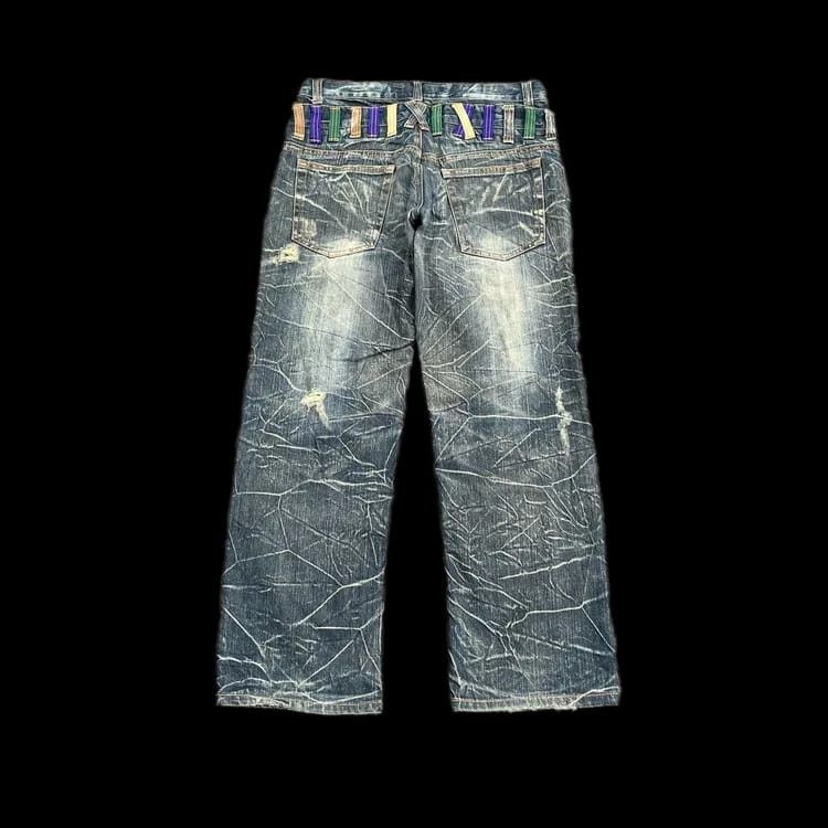 Japanese Brand Nylaus Double Waist Ifsixwasninen Lgb Distressed Denim Size US 32 / EU 48 - 3 Thumbnail