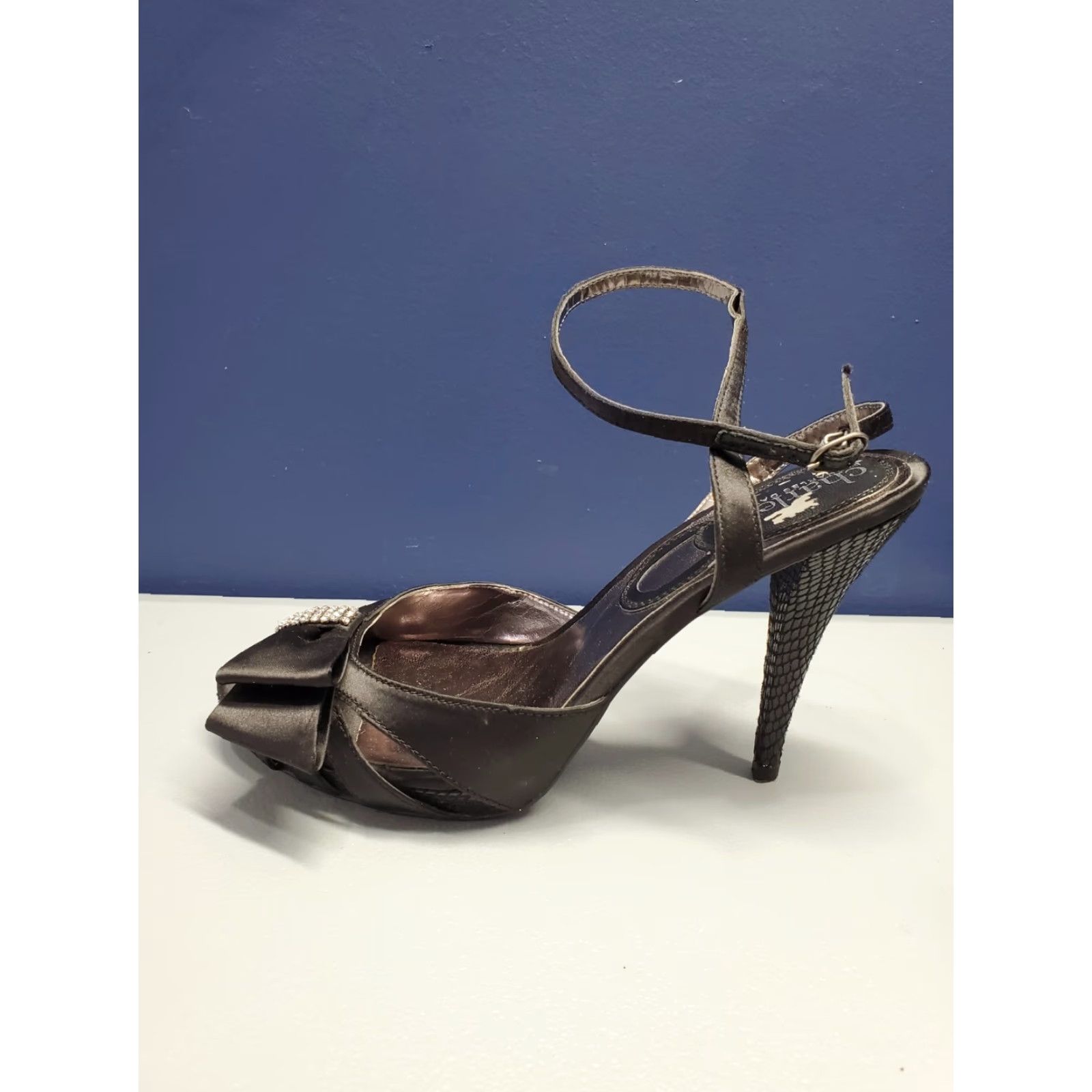 Vintage Charles by Charles David Heels Womens Size 7.5M Black Rhinestone Ankle Strap Pump Size US 8 / IT 38 - 4 Thumbnail