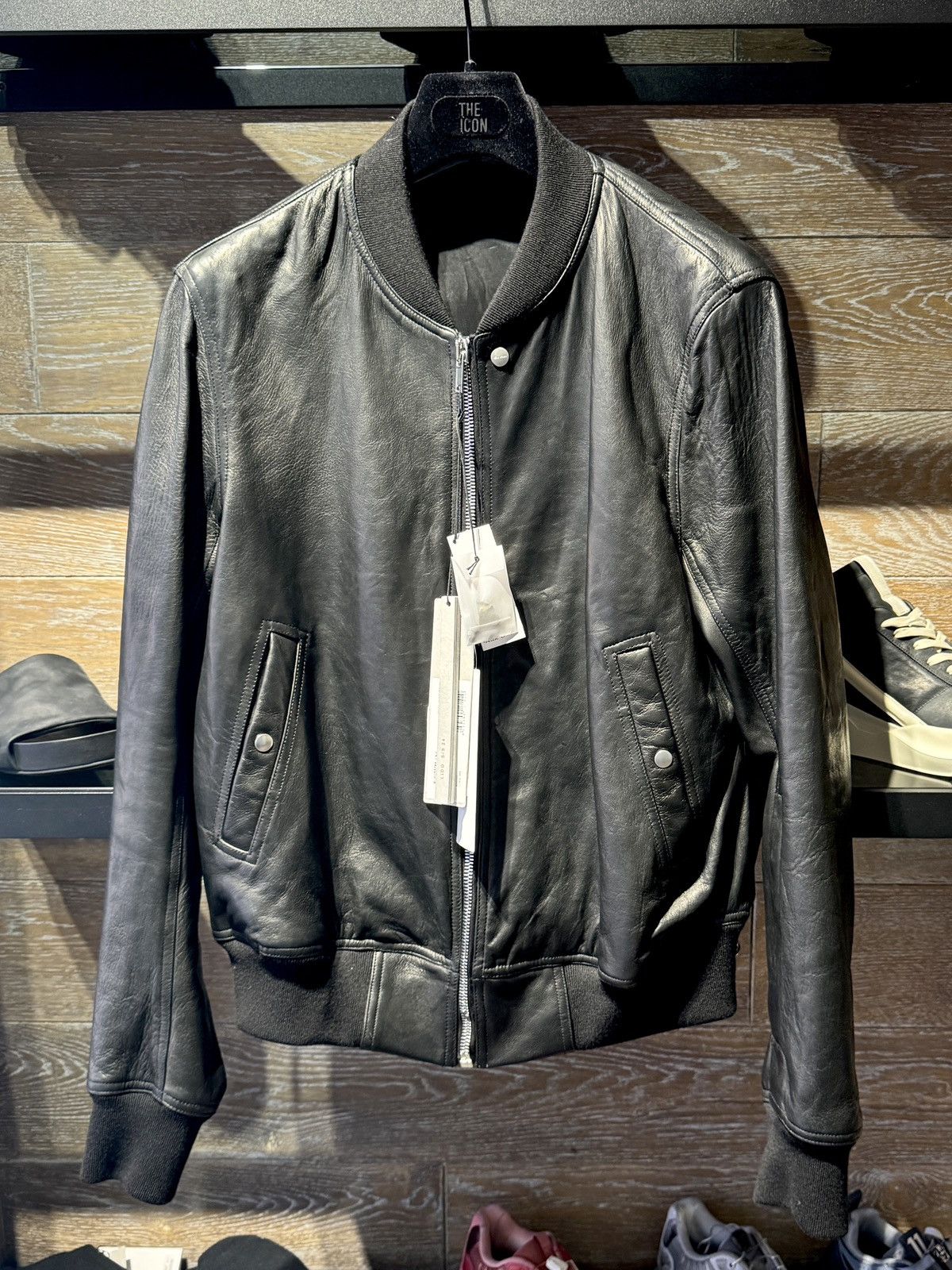 image of Last Size Rick Owens Ss24 Lido Black Flight Leather Jacket, Men's
