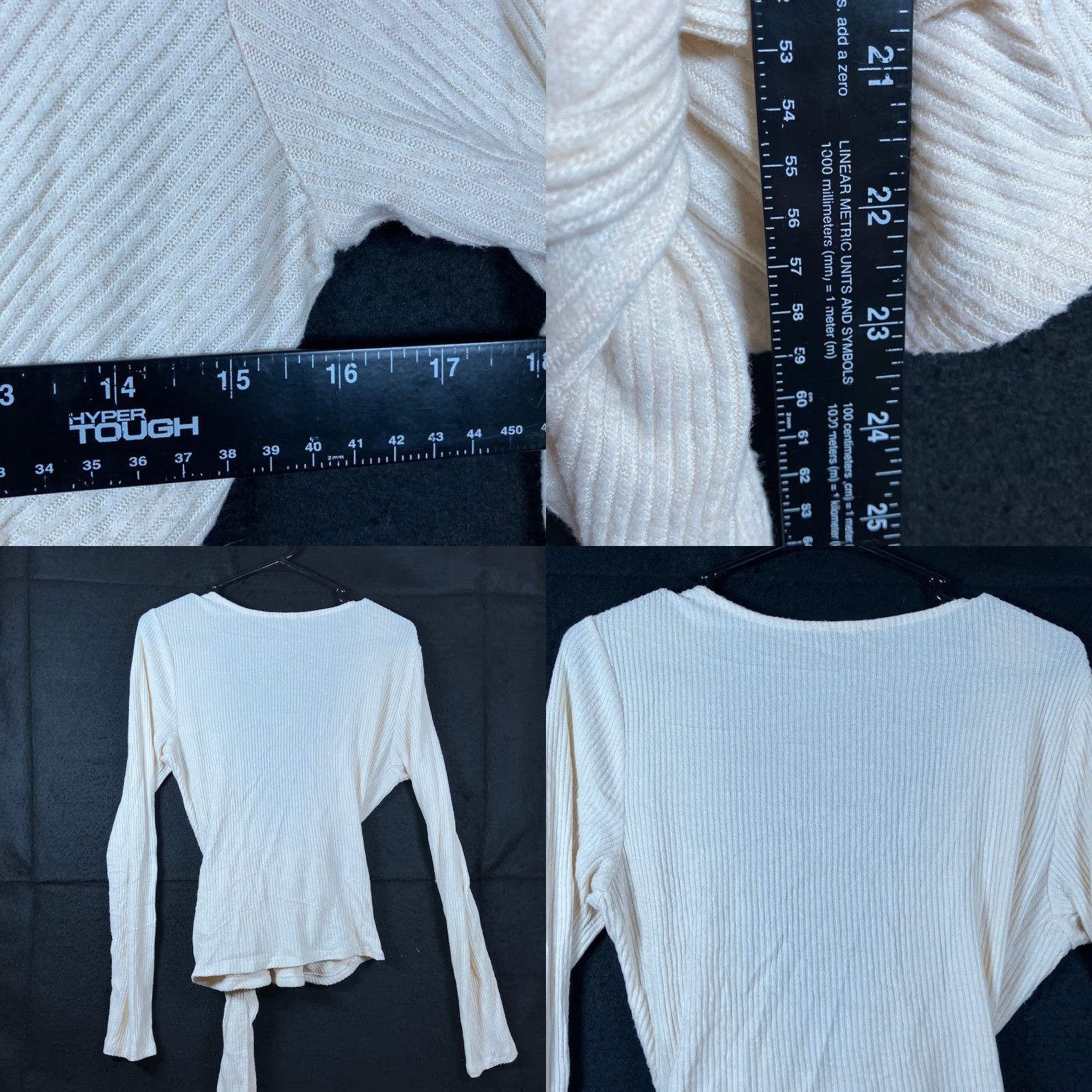 Express Express Women Sweater Cream Deep V Wrap Tie Waist Long Sleeve Knit Stretch M Size M / US 6-8 / IT 42-44 - 8 Thumbnail
