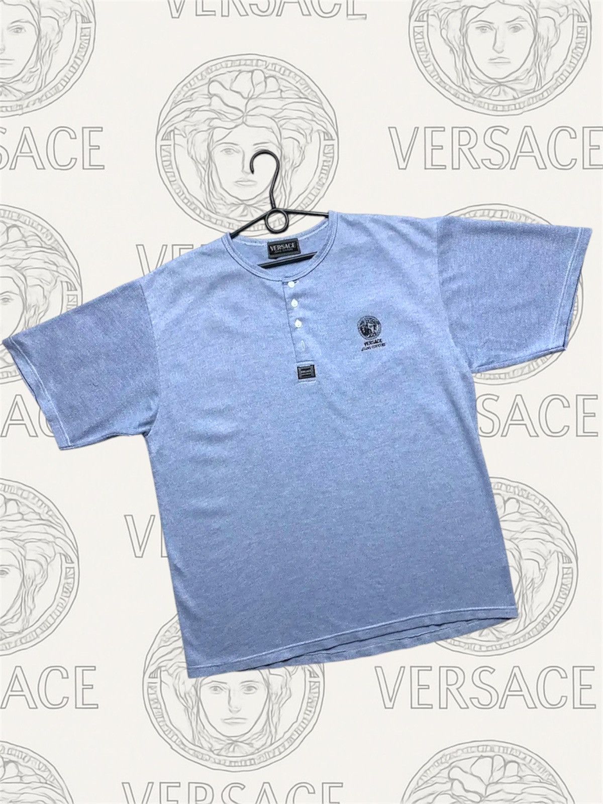 Versace Jeans Couture Vintage Versace tee embroidered logo blue size L rare Size US L / EU 52-54 / 3 - 1 Thumbnail