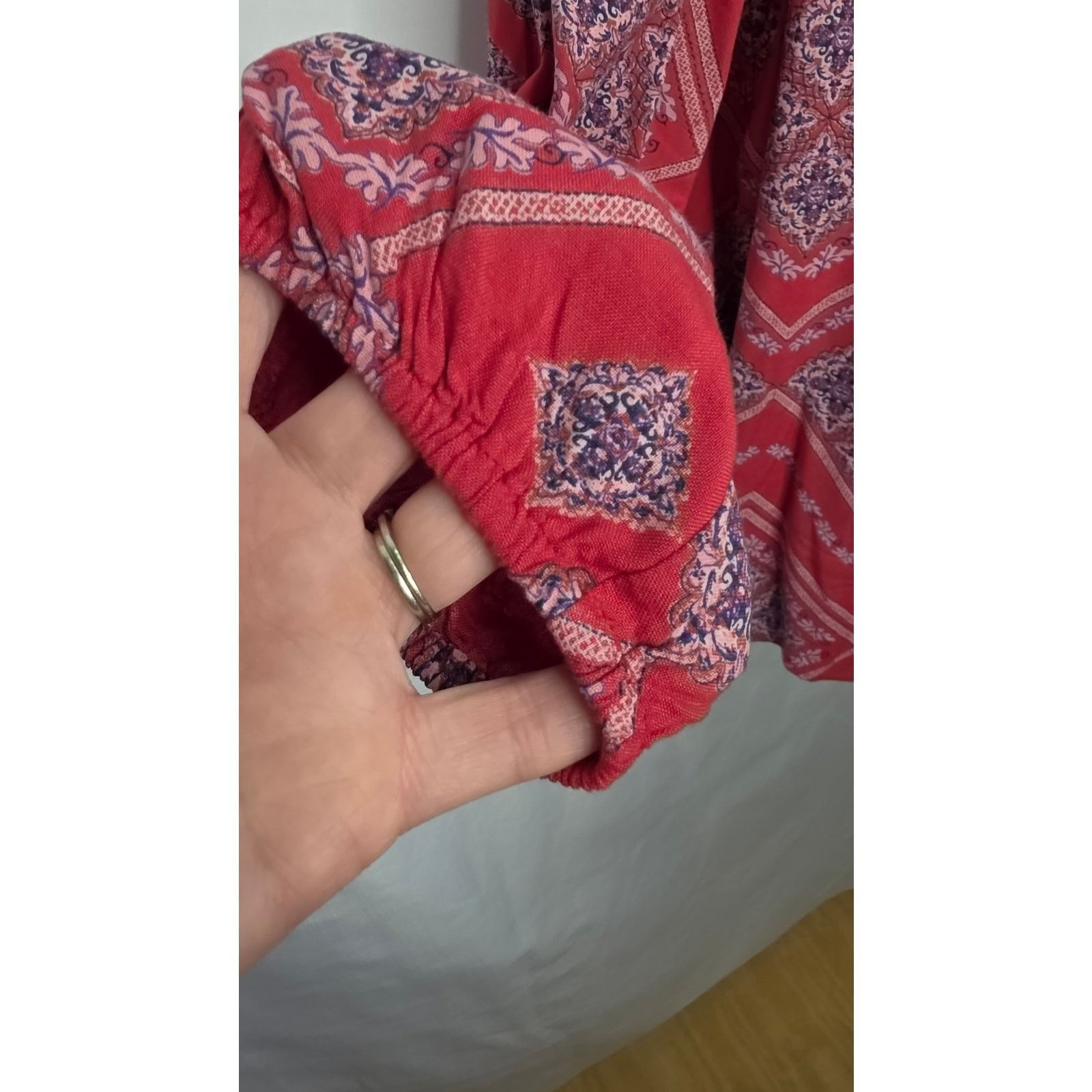 Other Vintage America Boho Peasant Blouse Red Embroidered Lace Size XL / US 12-14 / IT 48-50 - 12 Thumbnail