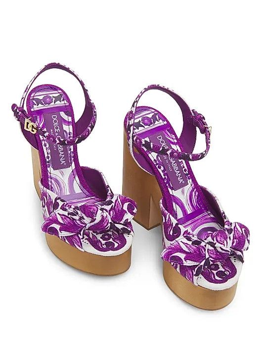 Dolce & Gabbana os11x0326 Maoilica Platform Sandals in Multicolor Size US 9.5 / IT 39.5 - 4 Thumbnail