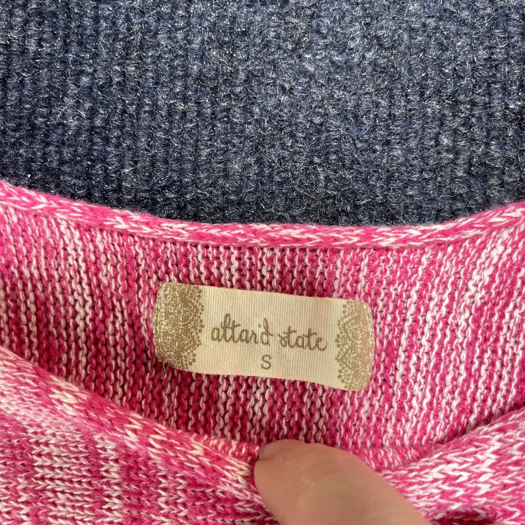 Vintage Altar'd State Sweater Womens Small Pink White Daisy Flower Knit Pullover Cute Size S / US 4 / IT 40 - 2 Thumbnail