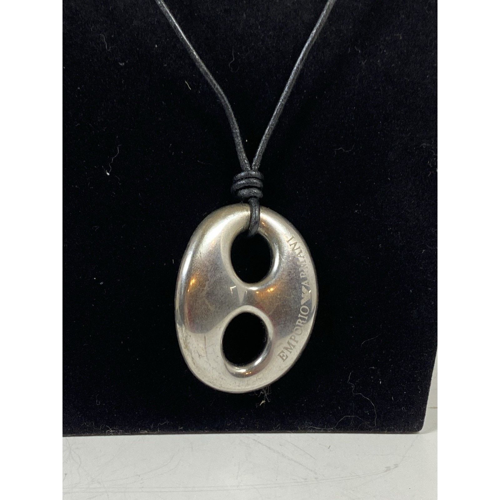 Emporio Armani Emporio Armani Pendant Necklace on a Black Cord Size ONE SIZE - 3 Thumbnail