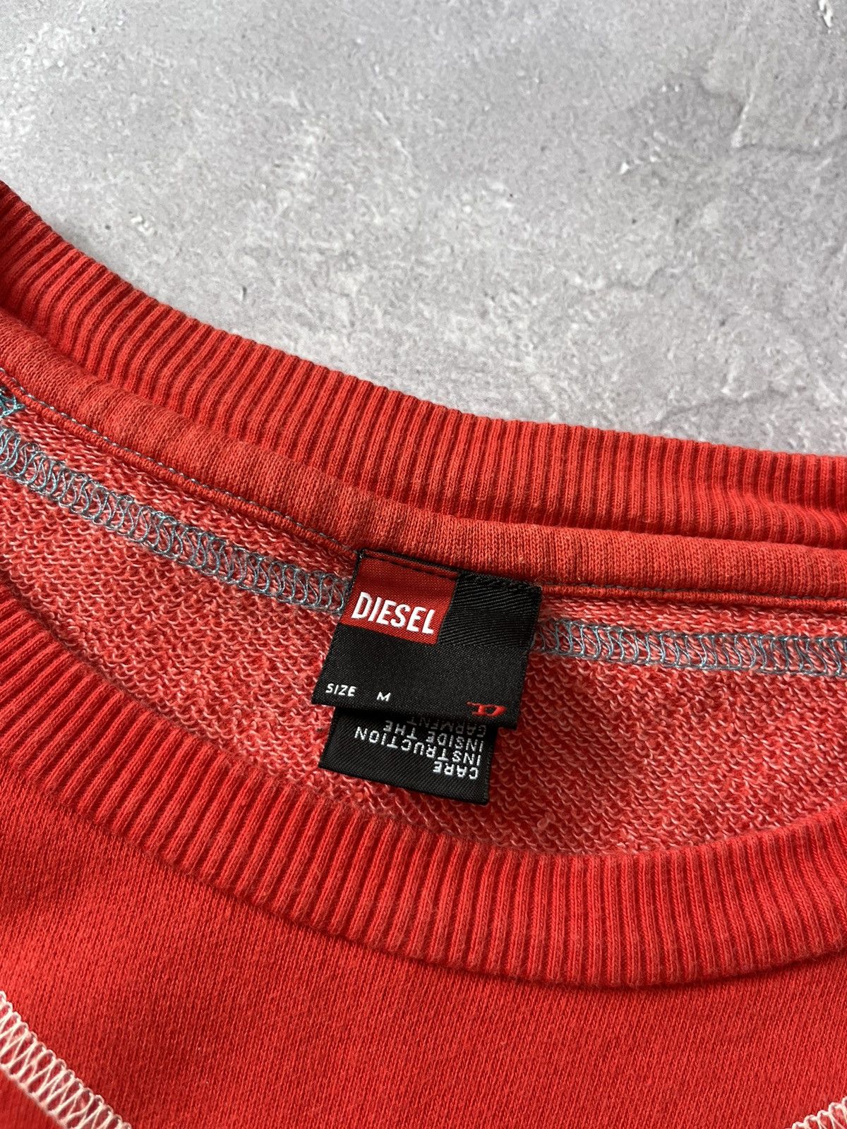 Diesel Vintage Diesel Big Logo Embroidered Sweatshirt Red Size M Size M / US 6-8 / IT 42-44 - 4 Thumbnail