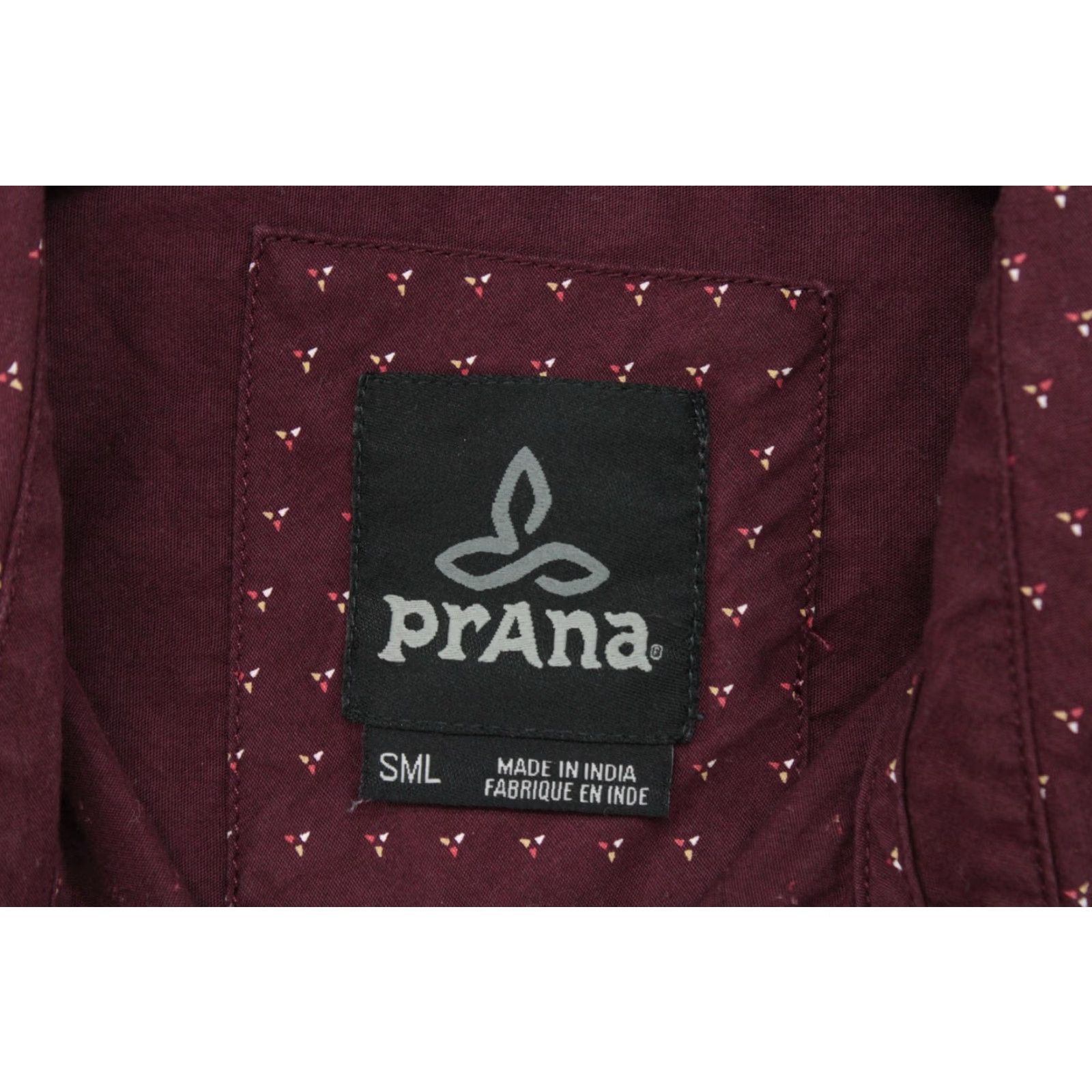 Prana prAna Shirt Mens Small Burgandy Slim Button Up Long Sleeve Flip Cuff Geometric Size US S / EU 44-46 / 1 - 6 Thumbnail
