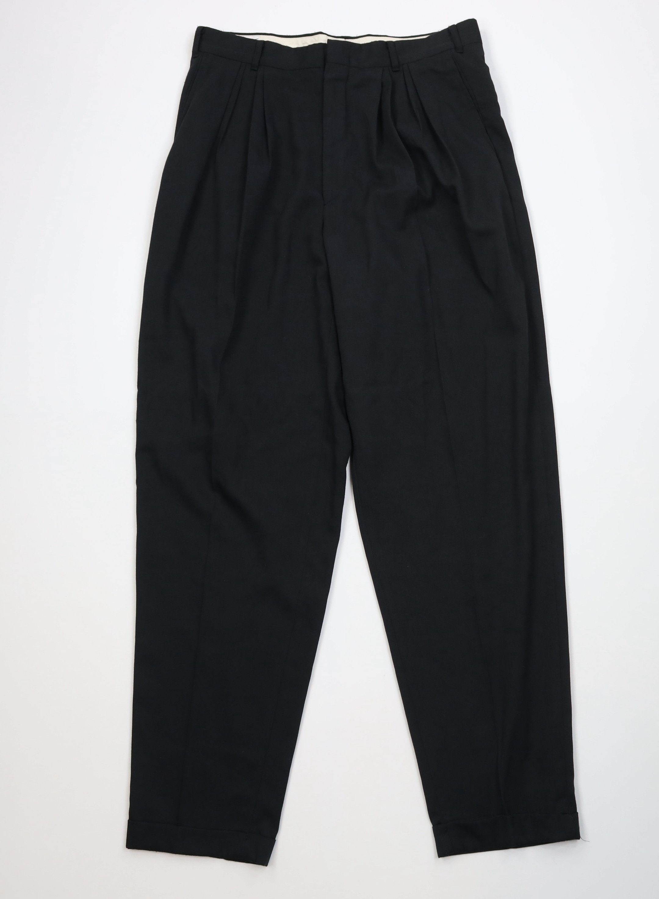 Vintage Vintage 90s Gabardine Blend Wide Leg Chino Pants Black USA Size US 32 / EU 48 - 1 Thumbnail