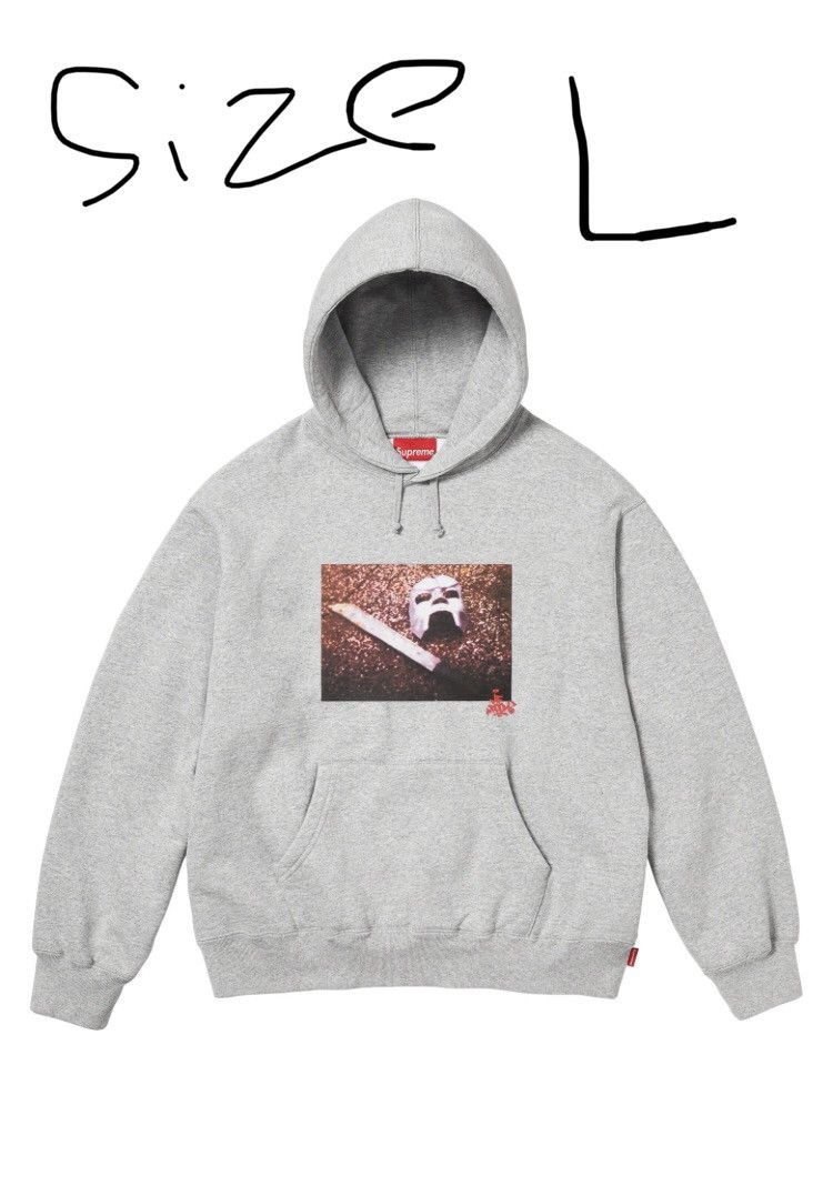image of Mf Doom Hooded Sweatshirt in Grey, Men's (Size Large)