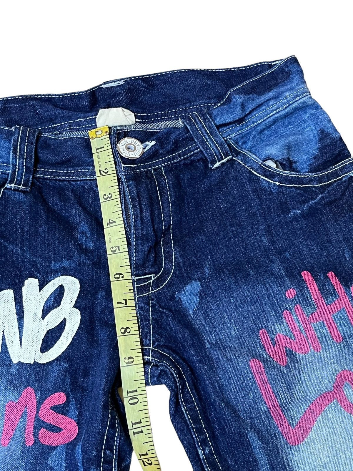Japanese Brand SICK🔥JAPANESE BMB BLUE MOON BLUE STRAIGHT LEG PAINTED JEANS Size US 32 / EU 48 - 17 Thumbnail