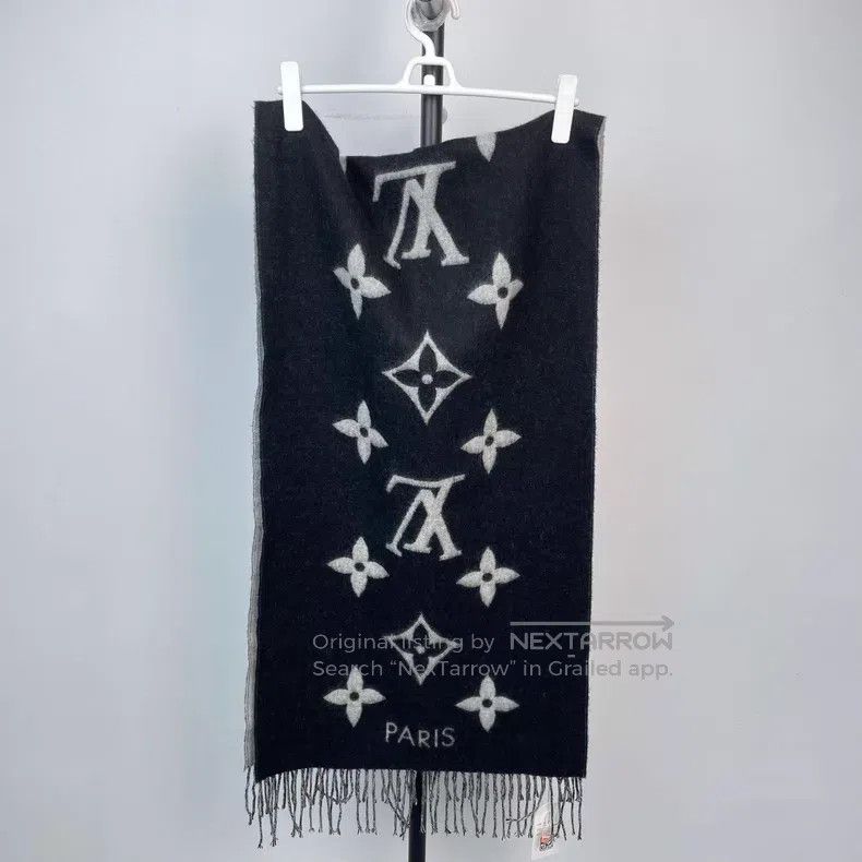 Louis Vuitton Louis Vuitton Black and grey full-printed cashmere double- Size ONE SIZE - 2 Thumbnail