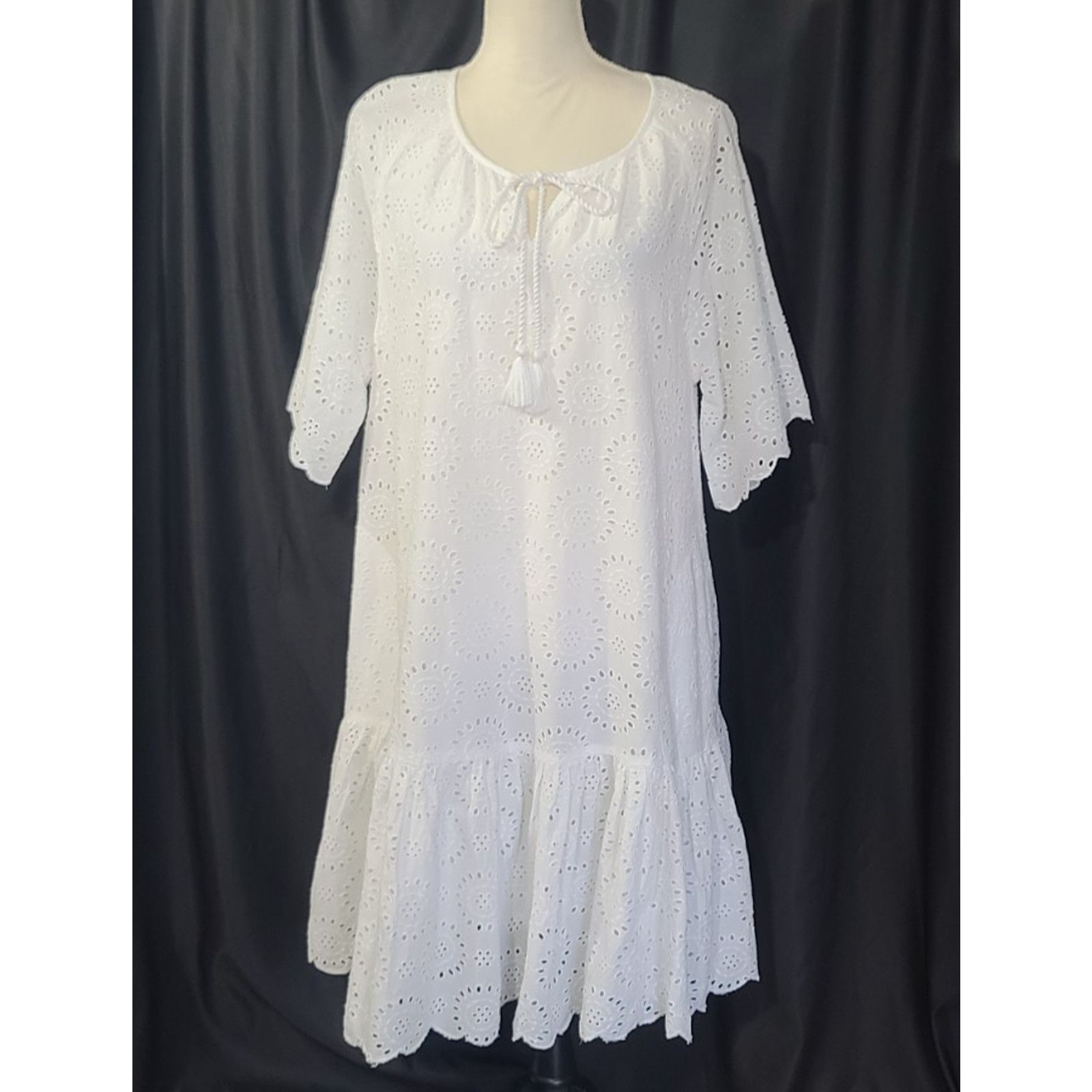 Other Ruby Yaya Womens Designer White Eyelet Aline Dress Medium Size M / US 6-8 / IT 42-44 - 1 Thumbnail