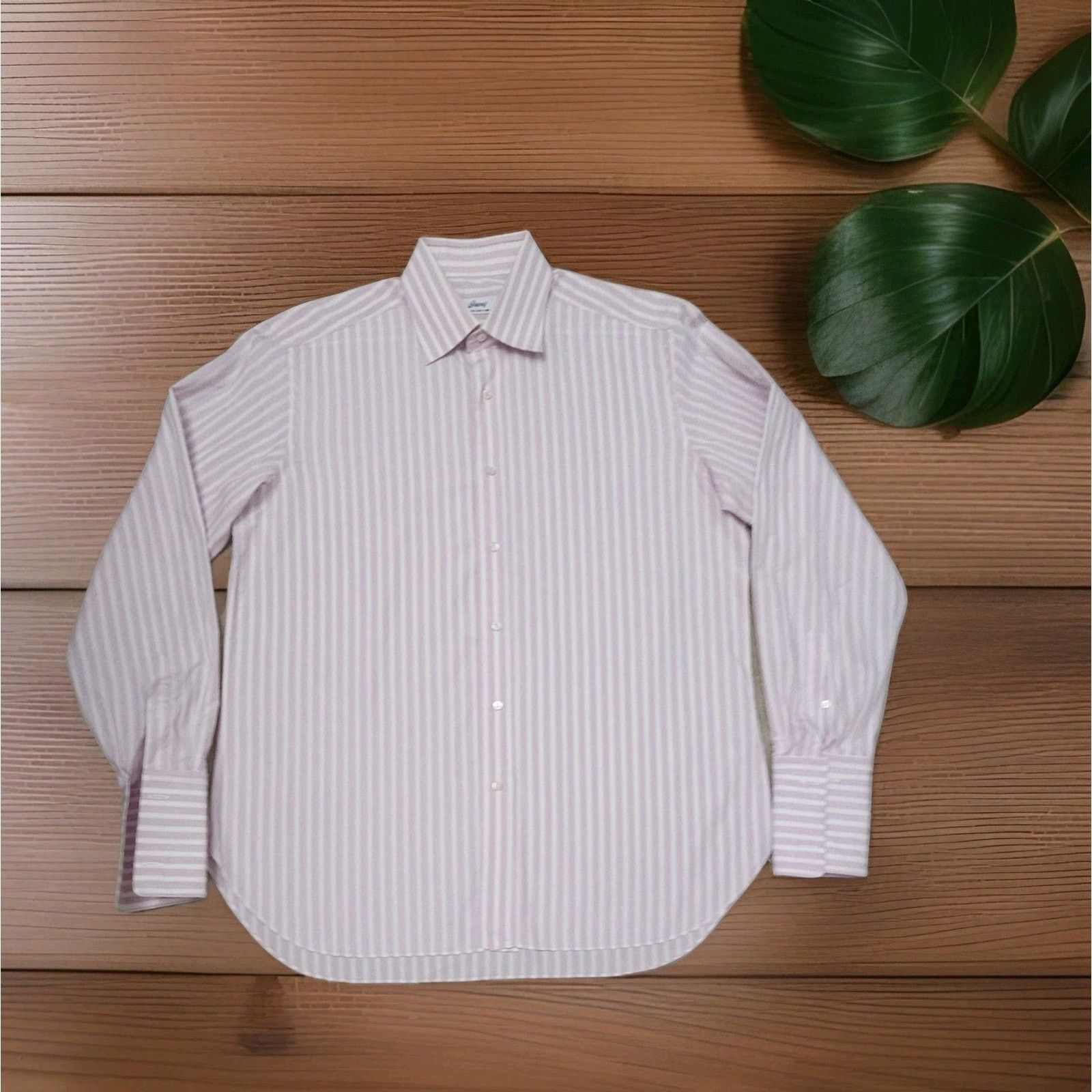 Brioni BRIONI Striped Pink Shirt Italy Barneys French Cuffs 41/16 Size US L / EU 52-54 / 3 - 1 Thumbnail