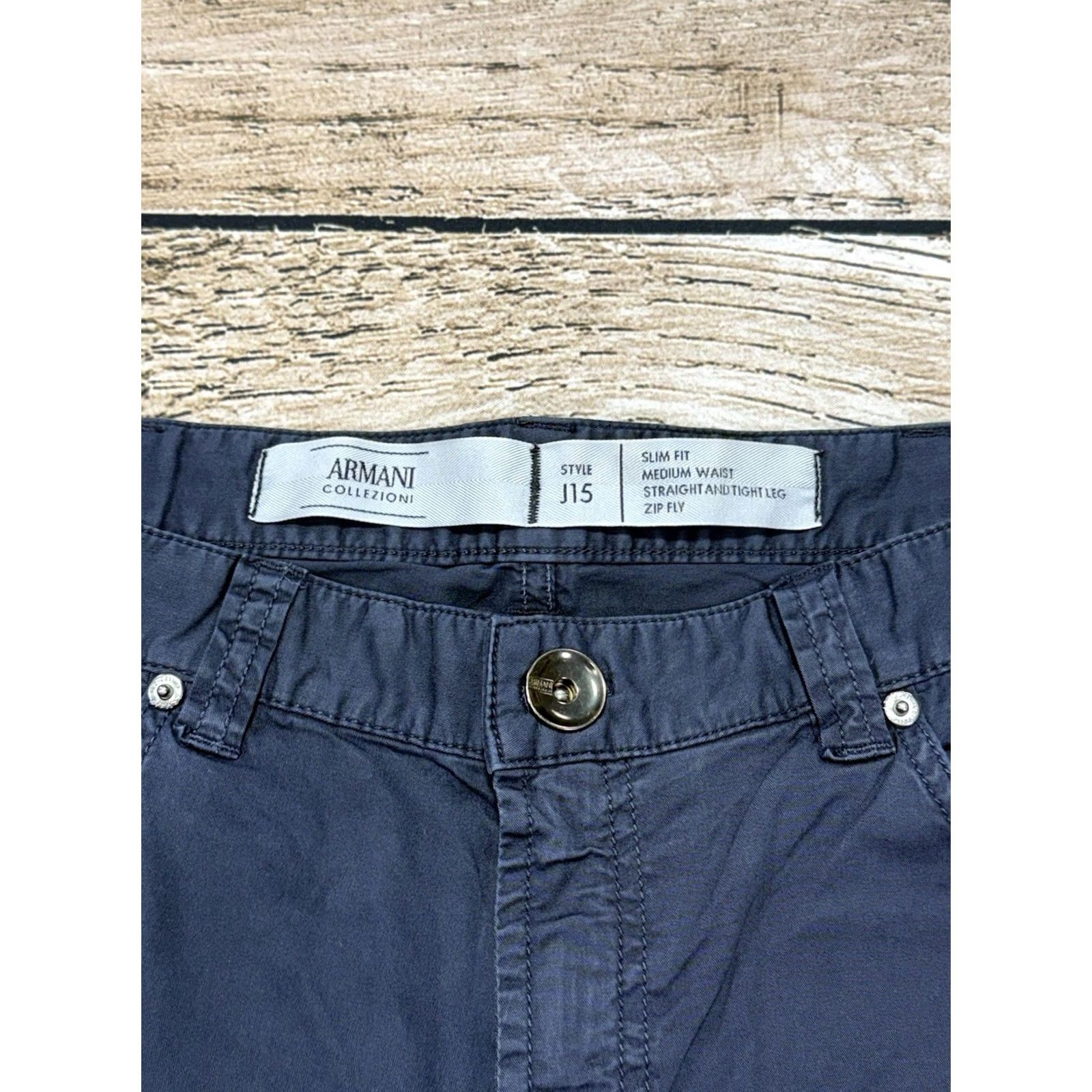 Armani Armani Collezioni Pants Mens 35 Navy Blue J15 Slim Straight Leg Stretch 5 Pocket Chinatown? Size US 35 - 6 Thumbnail