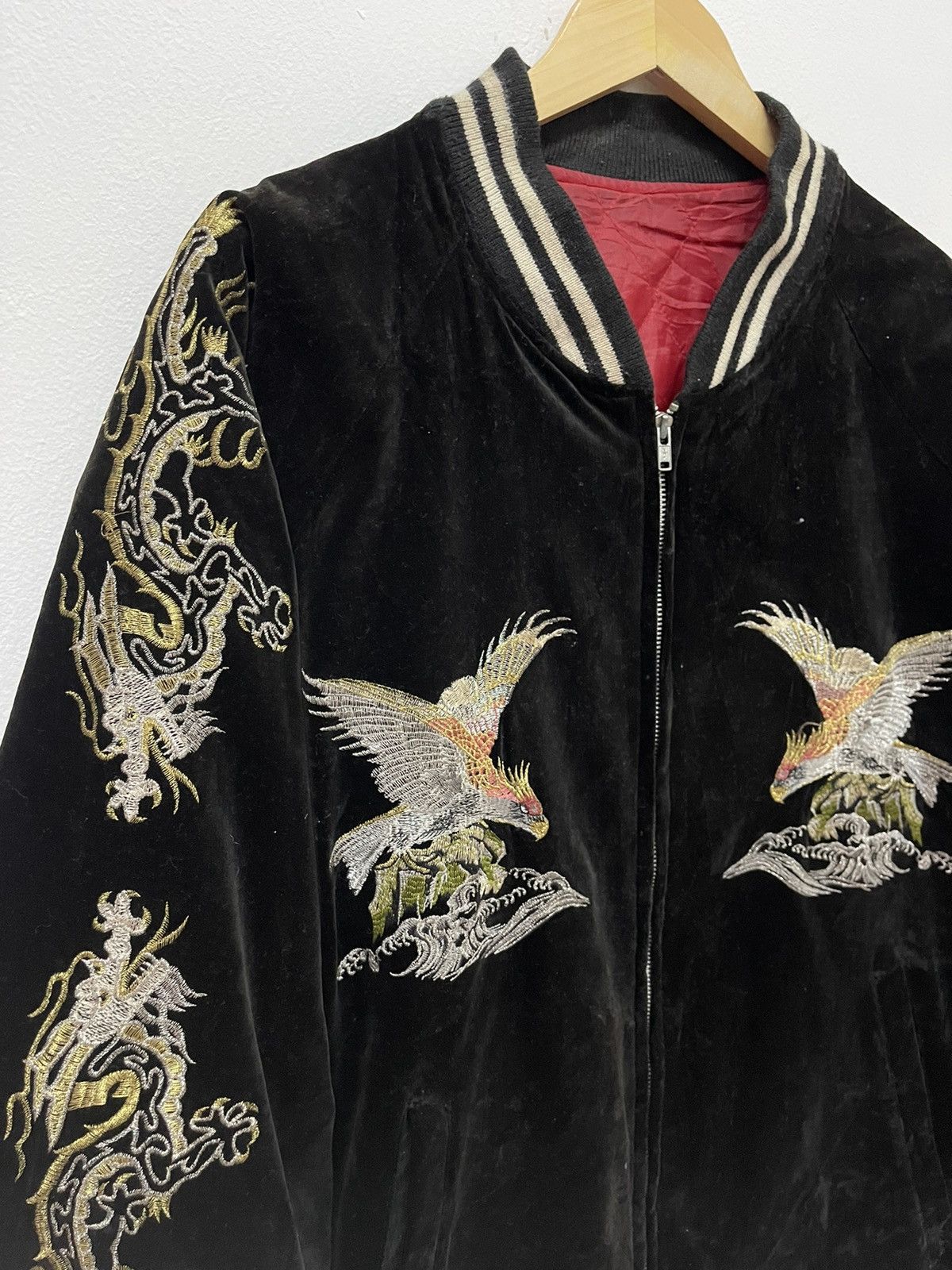 Japanese Brand VINTAGE 80’s JAPAN SOUVENIR HOSHIHIME VELVET DRAGON x EAGLE Size US L / EU 52-54 / 3 - 4 Thumbnail