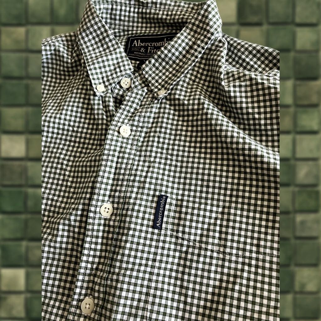 Abercrombie & Fitch VINTAGE Abercrombie & Fitch MENS Button-Down Shirt Striped Collar Long Sleeve Muscle L Green Blue Casual Workwear Y2K Preppy Vintage включ Size US L / EU 52-54 / 3 - 1 Thumbnail