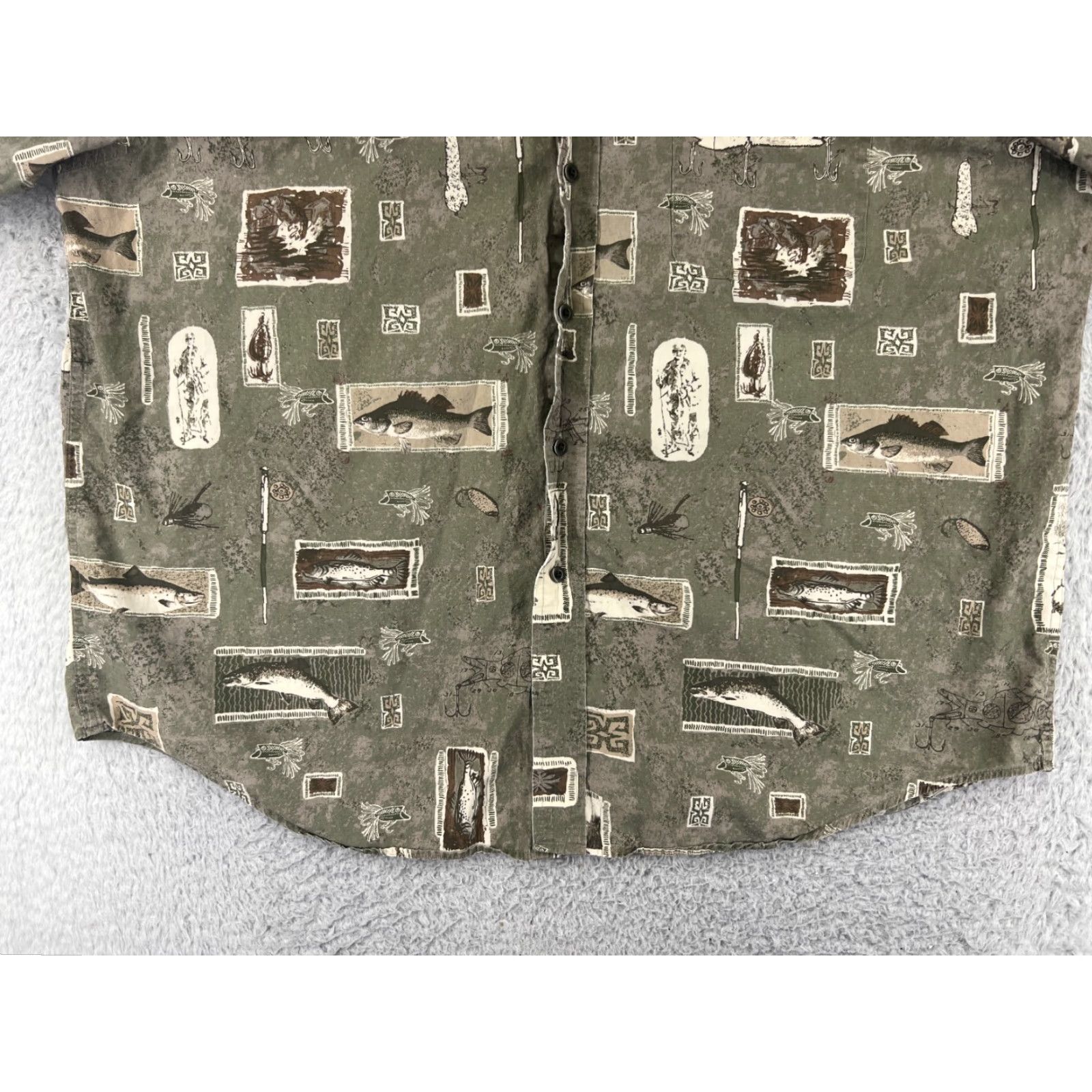 Roundtree & Yorke VINTAGE Roundtree & Yorke Shirt Men XL Green Fish Theme Button-Up Size US XL / EU 56 / 4 - 7 Thumbnail