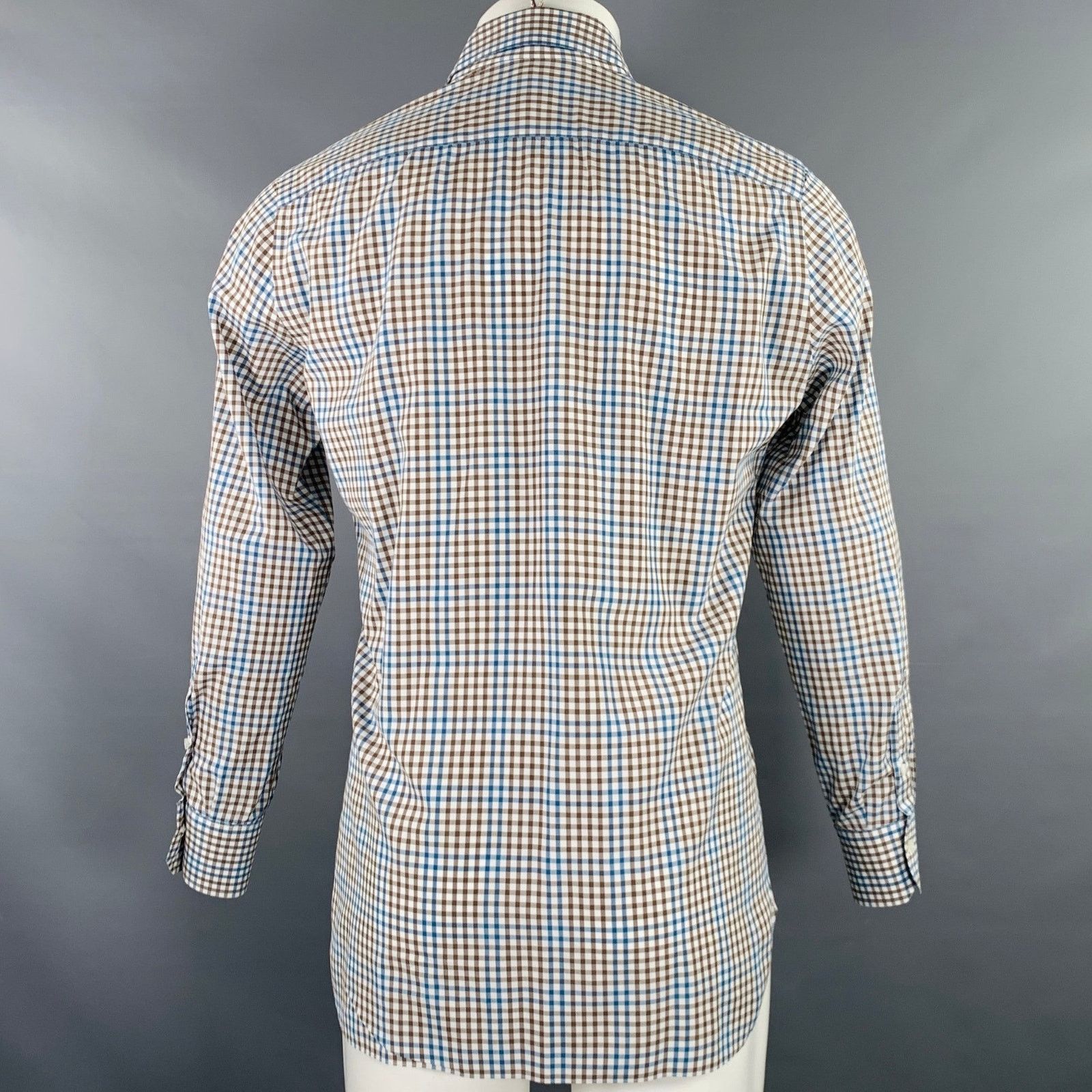 Isaia Multi Color Checkered Cotton Spread Collar Long Sleeve Shirt Size US M / EU 48-50 / 2 - 4 Thumbnail