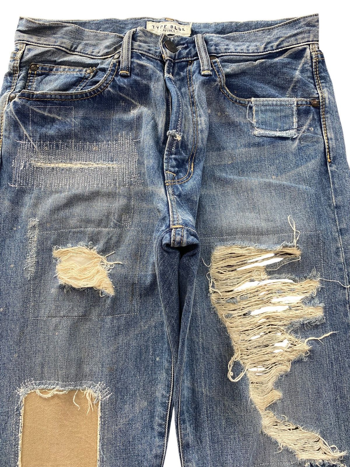 Avirex Avirex Distressed Patch Work Style Straight Leg Jeans Size US 30 / EU 46 - 2 Thumbnail
