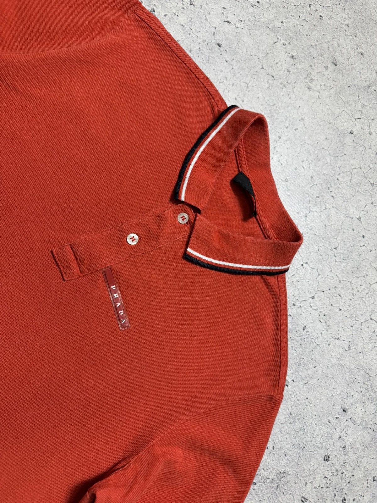 Prada Vintage Luxury Prada Polo Shirt Red Tab Orange Size US L / EU 52-54 / 3 - 5 Thumbnail